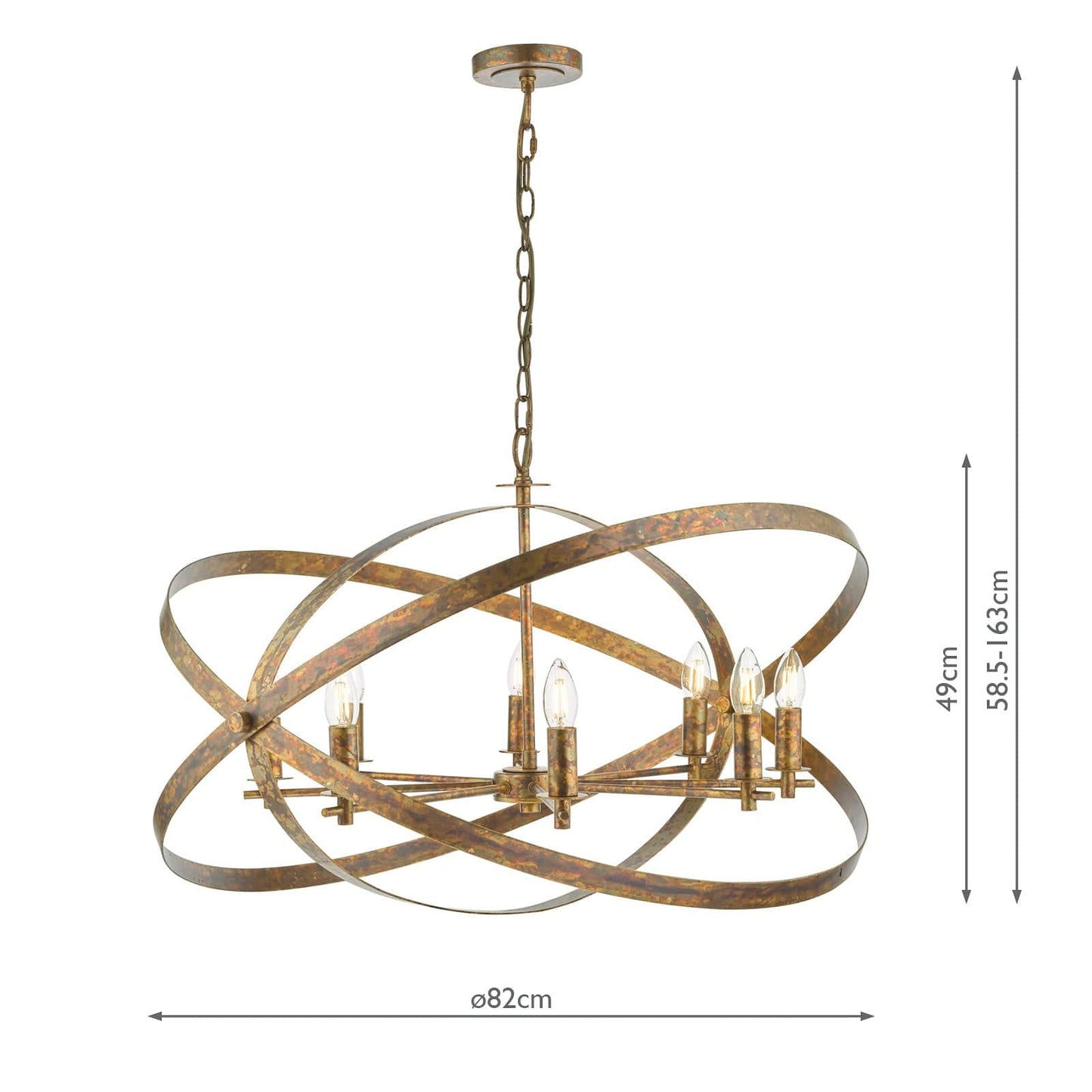 dar lighting Nitya 8 Light Pendant Mottled Copper NIT0864