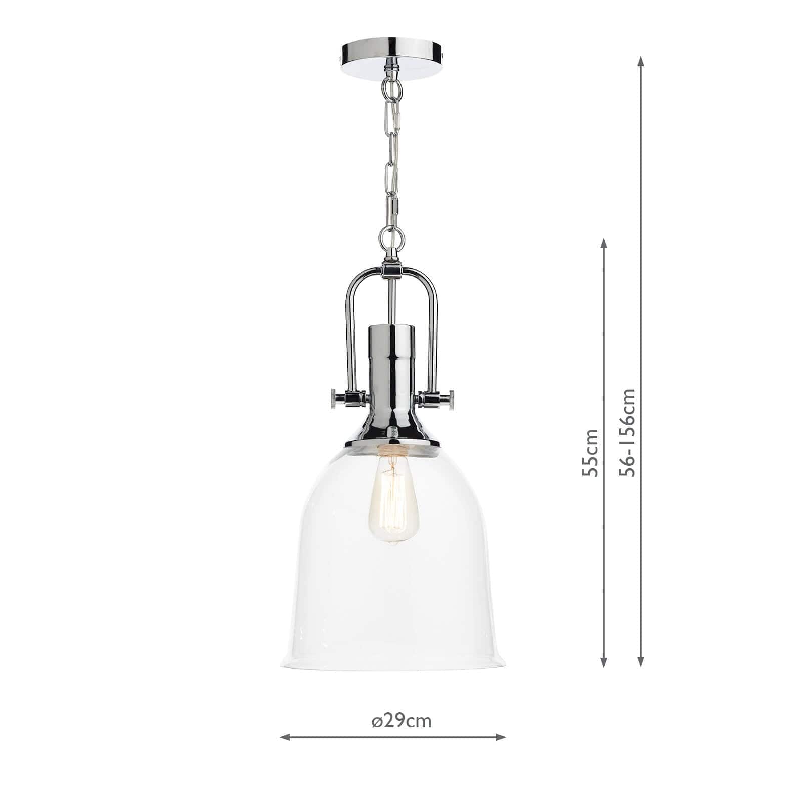 dar lighting Nolan 1 Light Pendant Polished Chrome/ Clear NOL0108