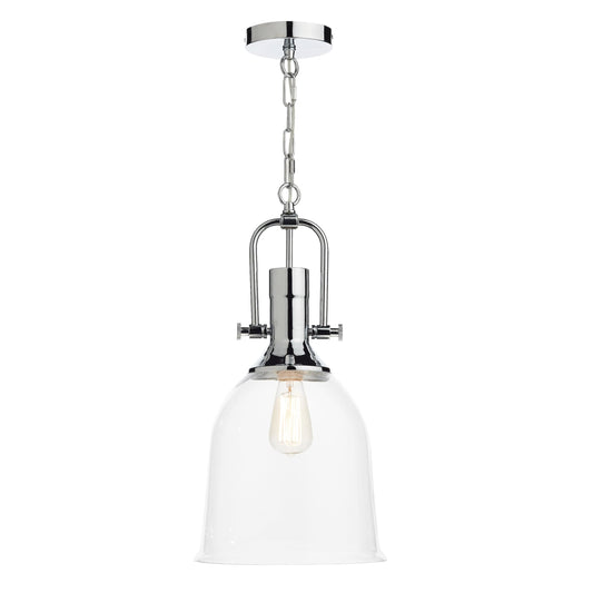 dar lighting Nolan 1 Light Pendant Polished Chrome/ Clear NOL0108