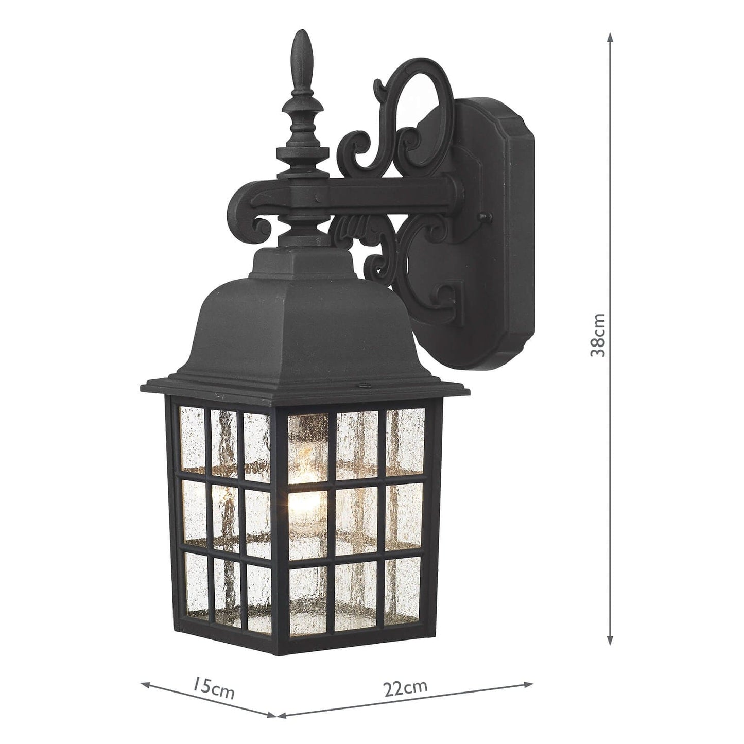 dar lighting Norfolk Outdoor Wall Light Black Glass IP43 NOR1522