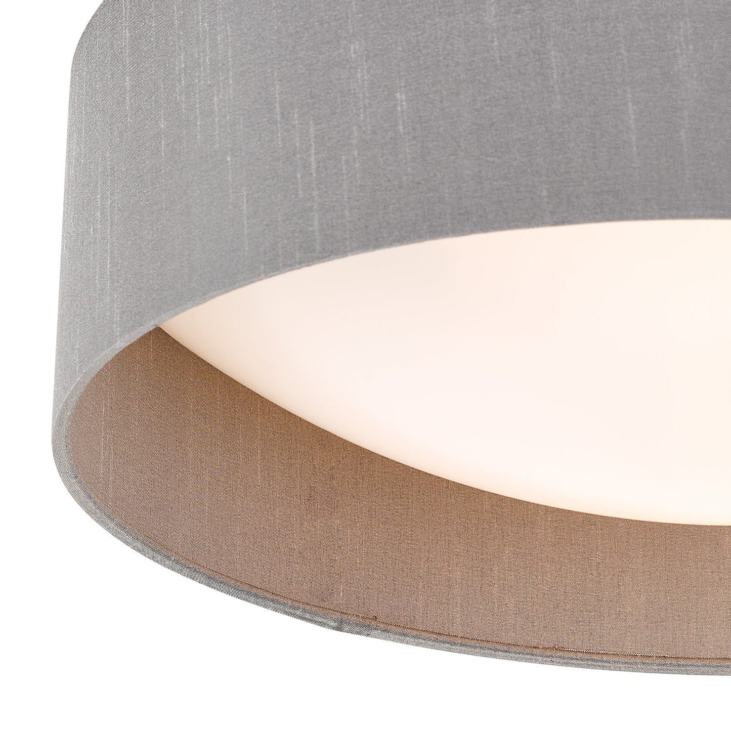 dar lighting Nysa 2 Light Flush Grey Faux Silk 40cm NYS5039