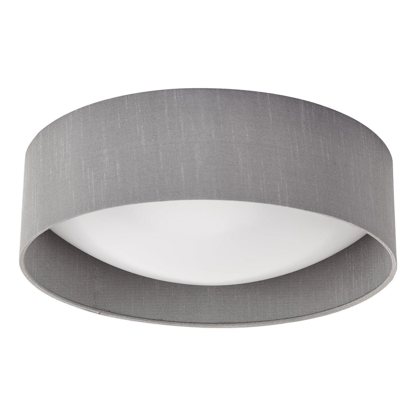 dar lighting Nysa 2 Light Flush Grey Faux Silk 40cm NYS5039