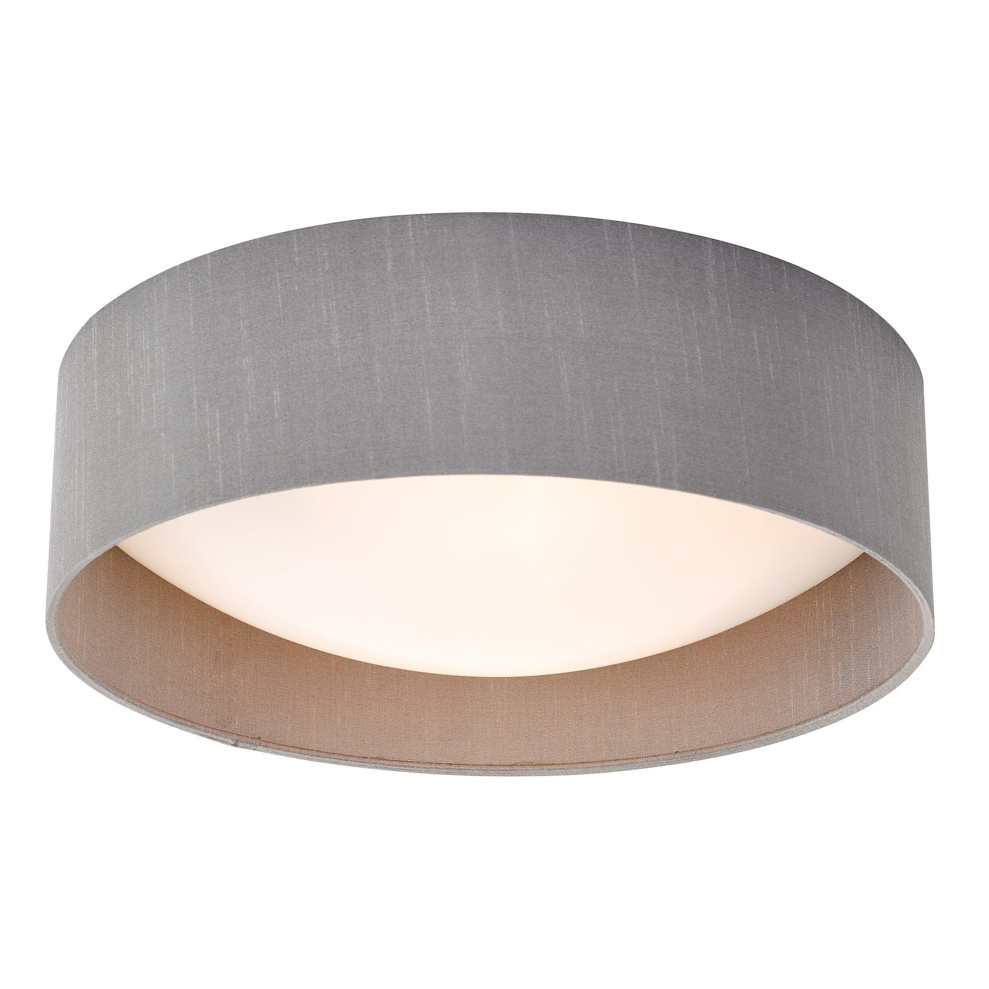 dar lighting Nysa 2 Light Flush Grey Faux Silk 40cm NYS5039