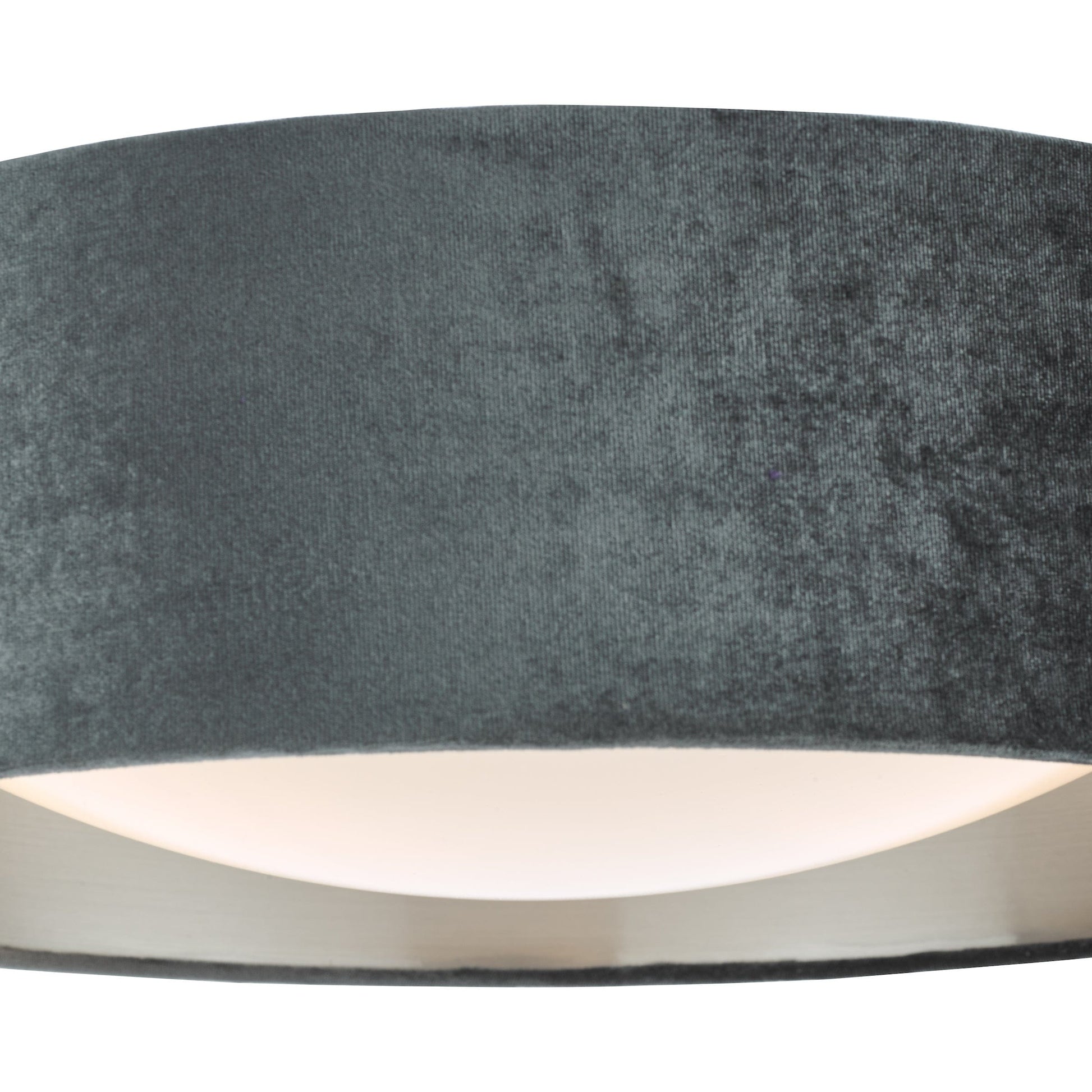 dar lighting Nysa 2 Light Flush Velvet Dark Grey Shade 40cm NYS5061