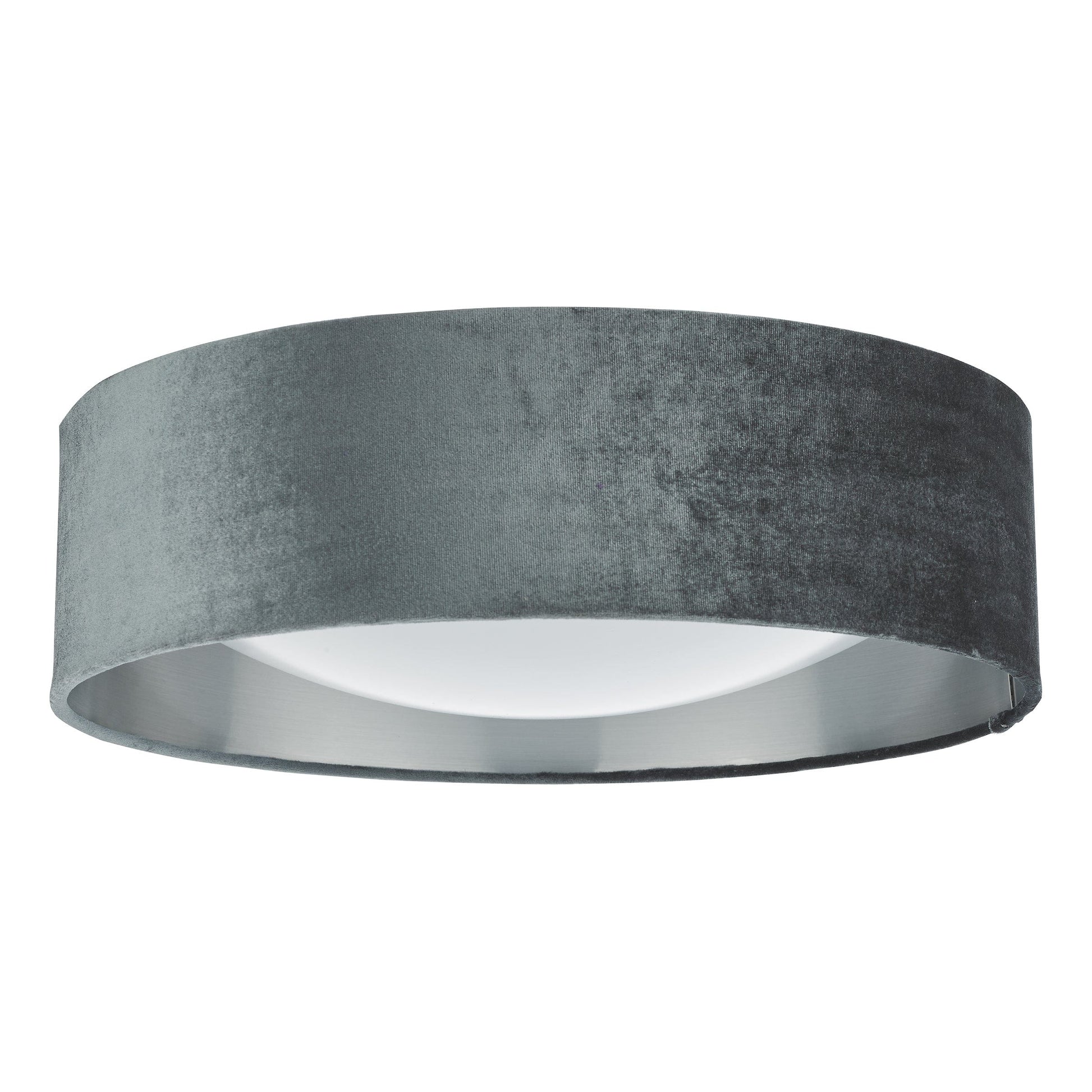 dar lighting Nysa 2 Light Flush Velvet Dark Grey Shade 40cm NYS5061