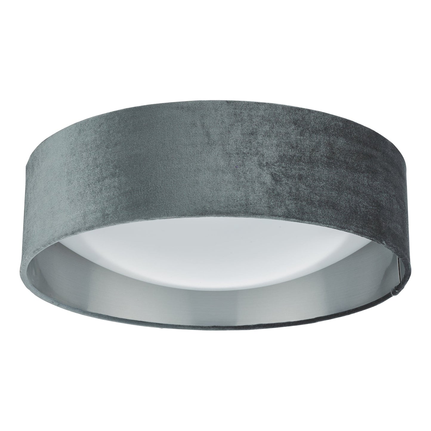 dar lighting Nysa 2 Light Flush Velvet Dark Grey Shade 40cm NYS5061