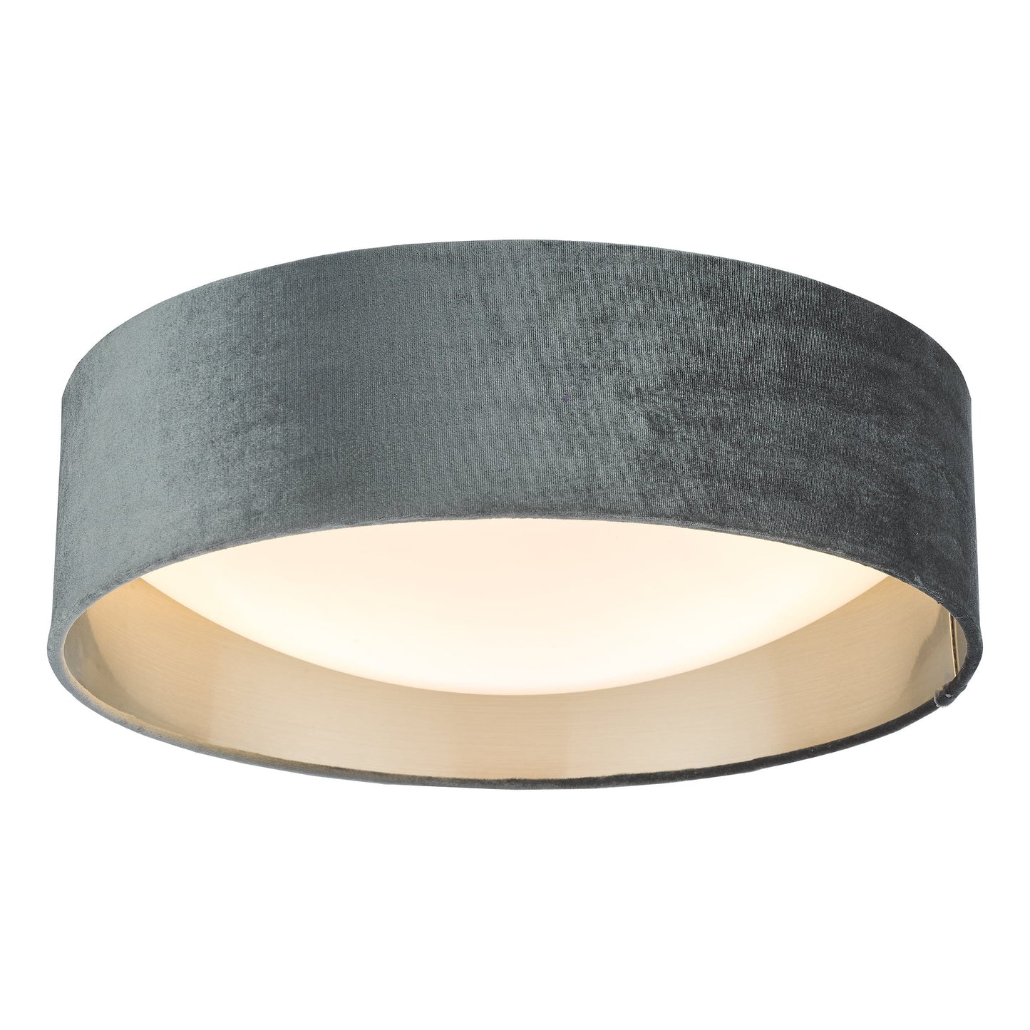 dar lighting Nysa 2 Light Flush Velvet Dark Grey Shade 40cm NYS5061