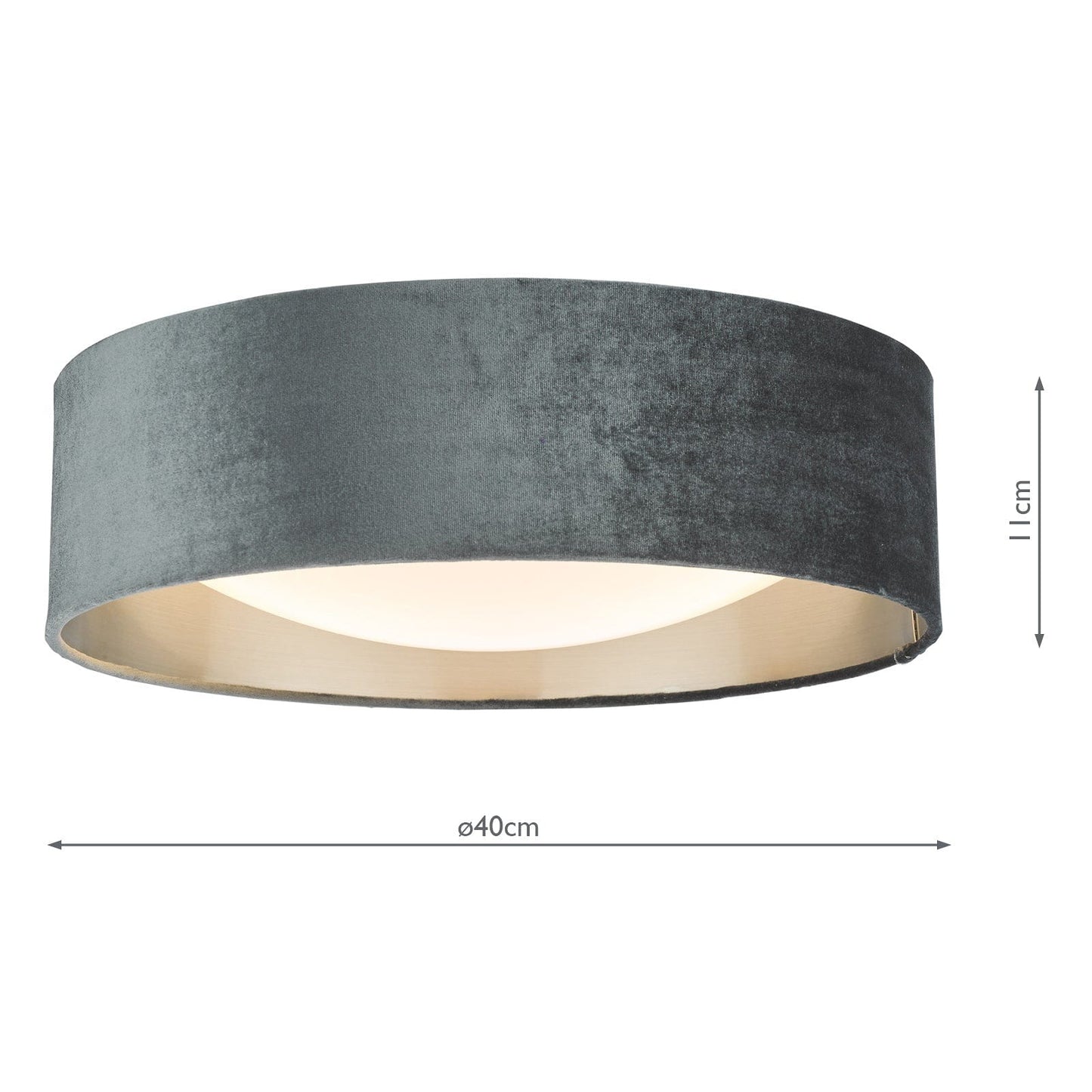 dar lighting Nysa 2 Light Flush Velvet Dark Grey Shade 40cm NYS5061