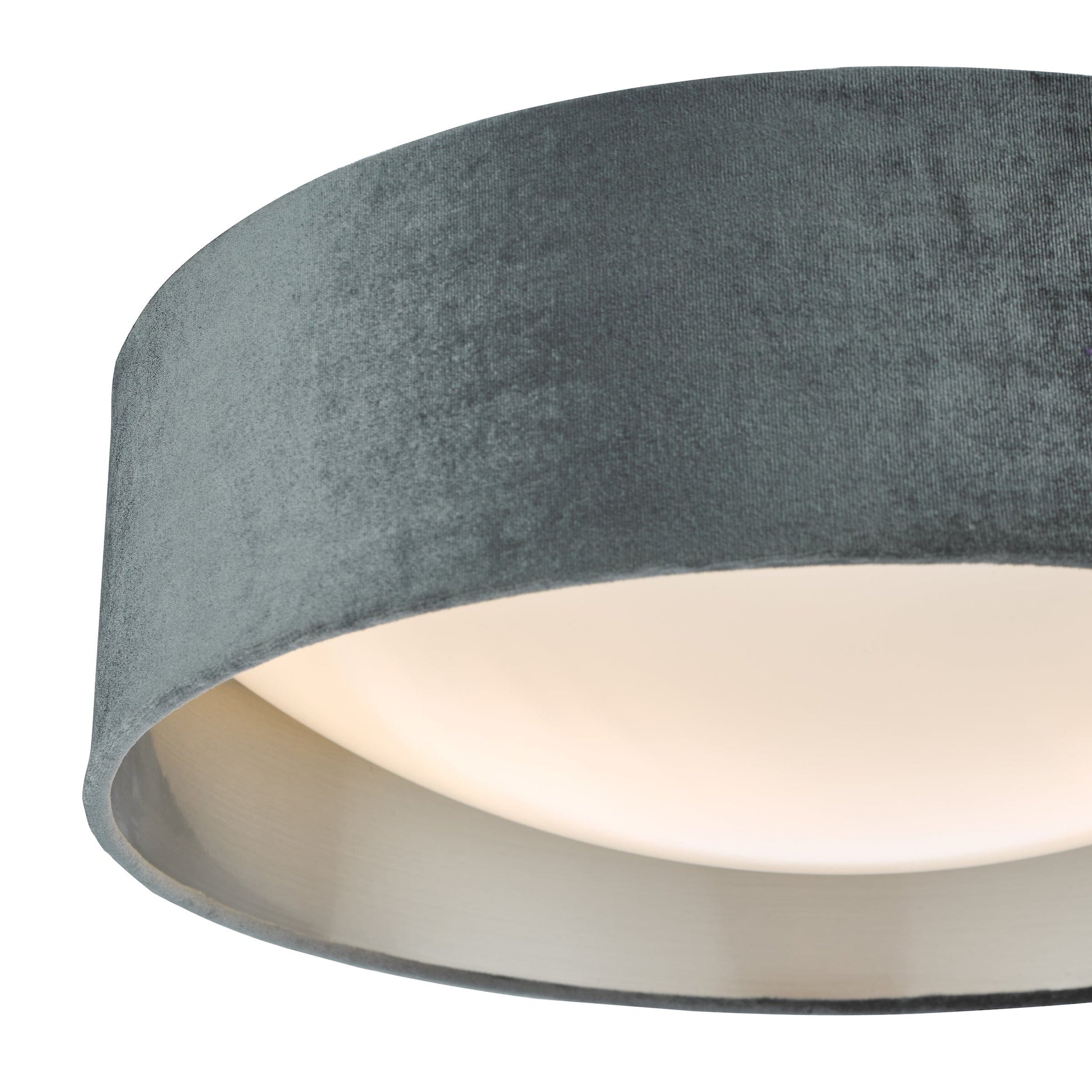 dar lighting Nysa 2 Light Flush Velvet Dark Grey Shade 40cm NYS5061