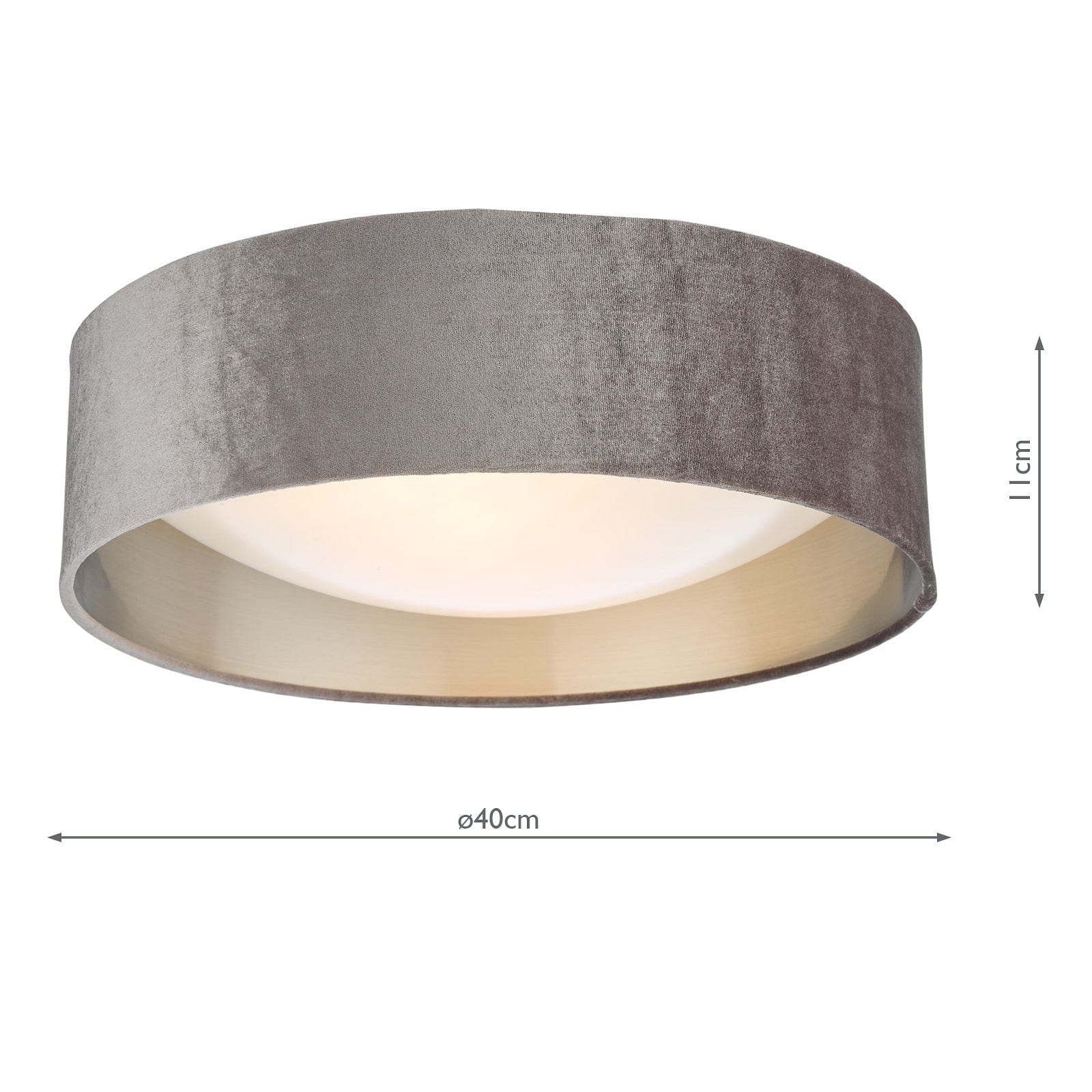 dar lighting Nysa 2 Light Flush Velvet Mink Shade 40cm NYS5037