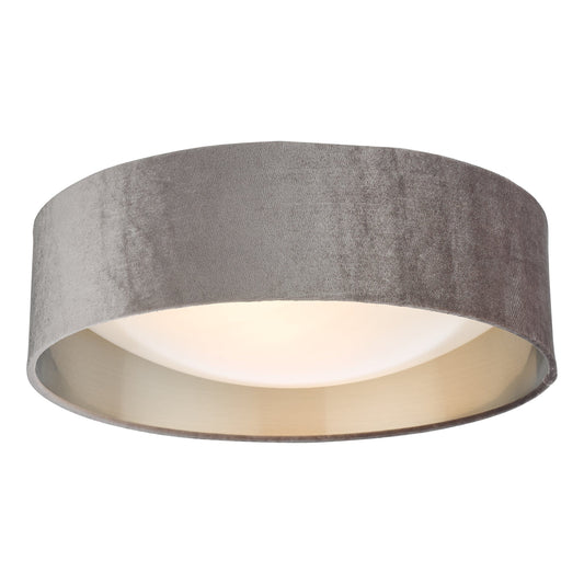 dar lighting Nysa 2 Light Flush Velvet Mink Shade 40cm NYS5037