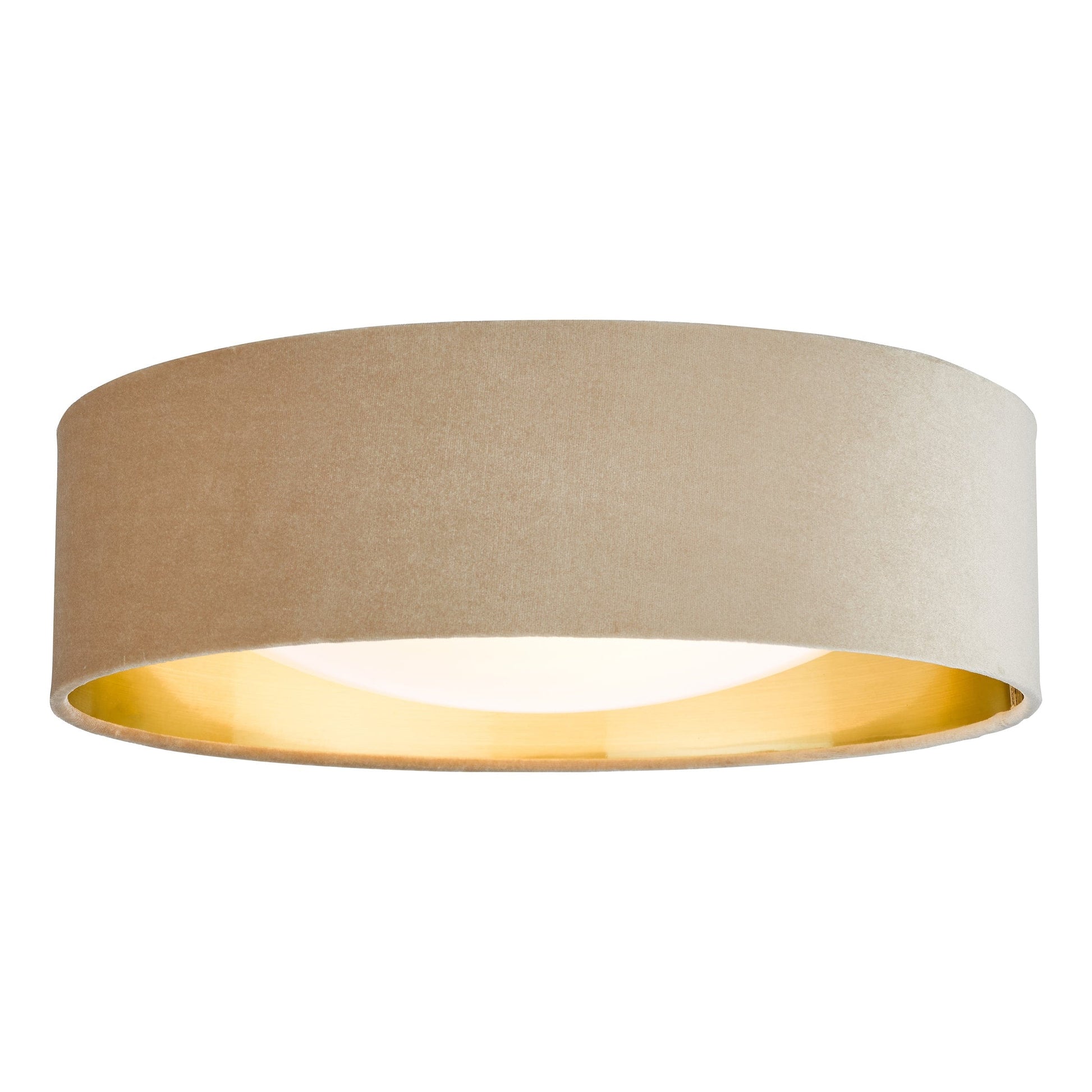 dar lighting Nysa 2 Light Flush Velvet Taupe Shade 40cm NYS5001