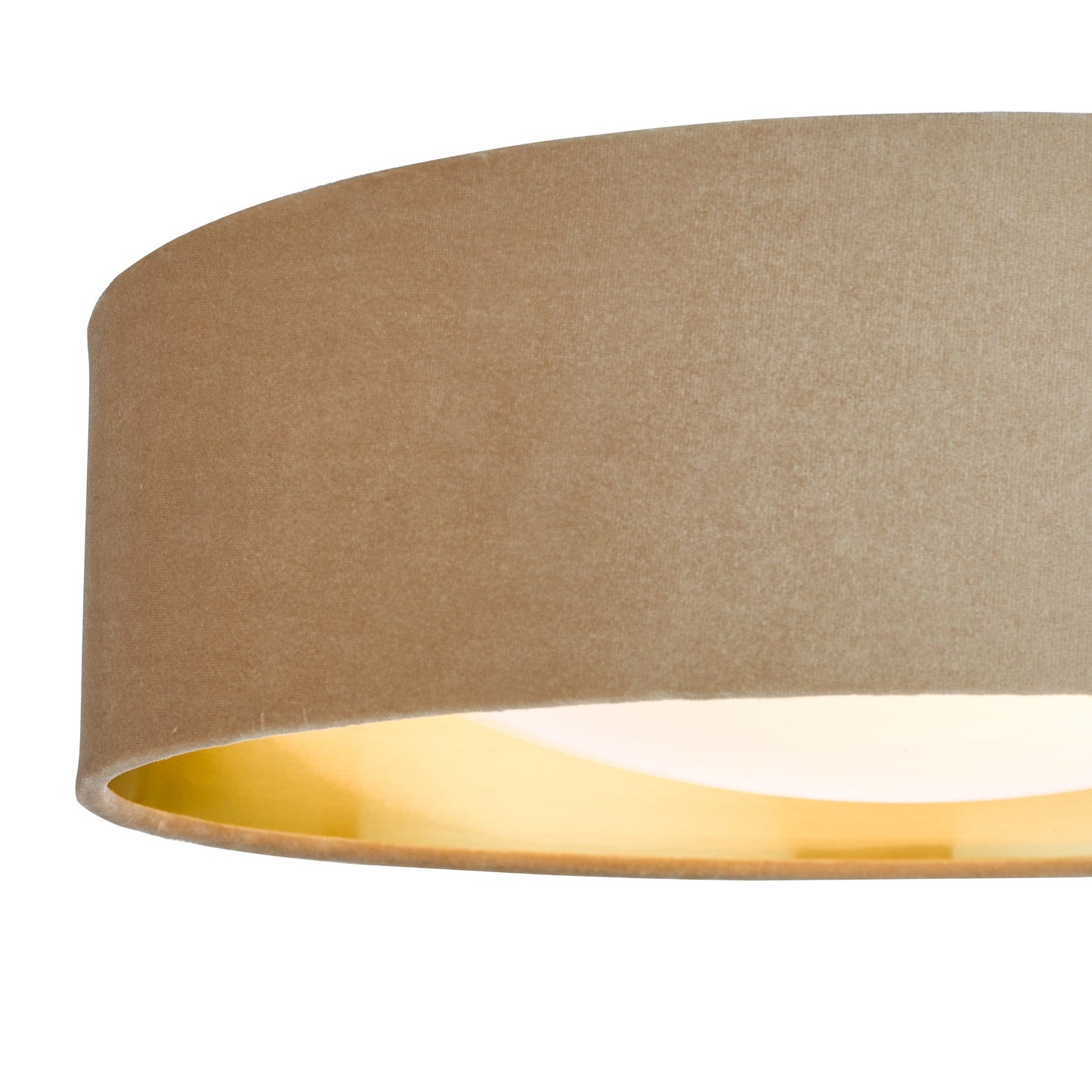 dar lighting Nysa 2 Light Flush Velvet Taupe Shade 40cm NYS5001