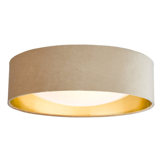 dar lighting Nysa 2 Light Flush Velvet Taupe Shade 40cm NYS5001