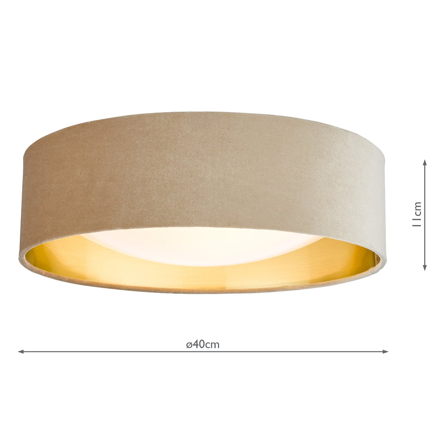 dar lighting Nysa 2 Light Flush Velvet Taupe Shade 40cm NYS5001