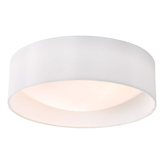 dar lighting Nysa 2 Light Flush White Faux Silk 40cm NYS502