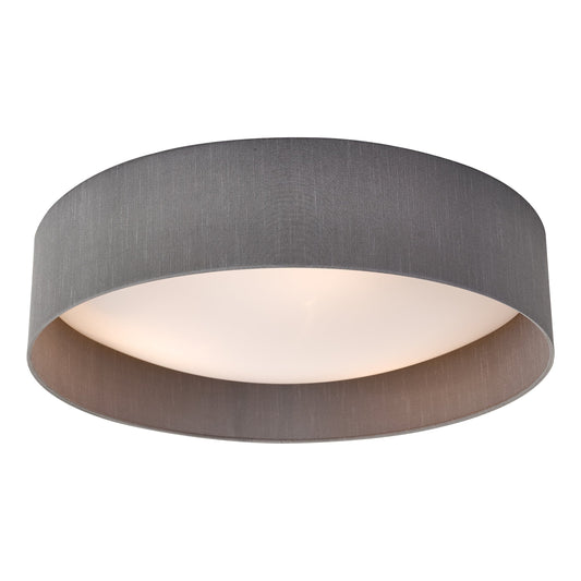 dar lighting Nysa 3 Light Flush Grey Faux Silk 60cm NYS4839