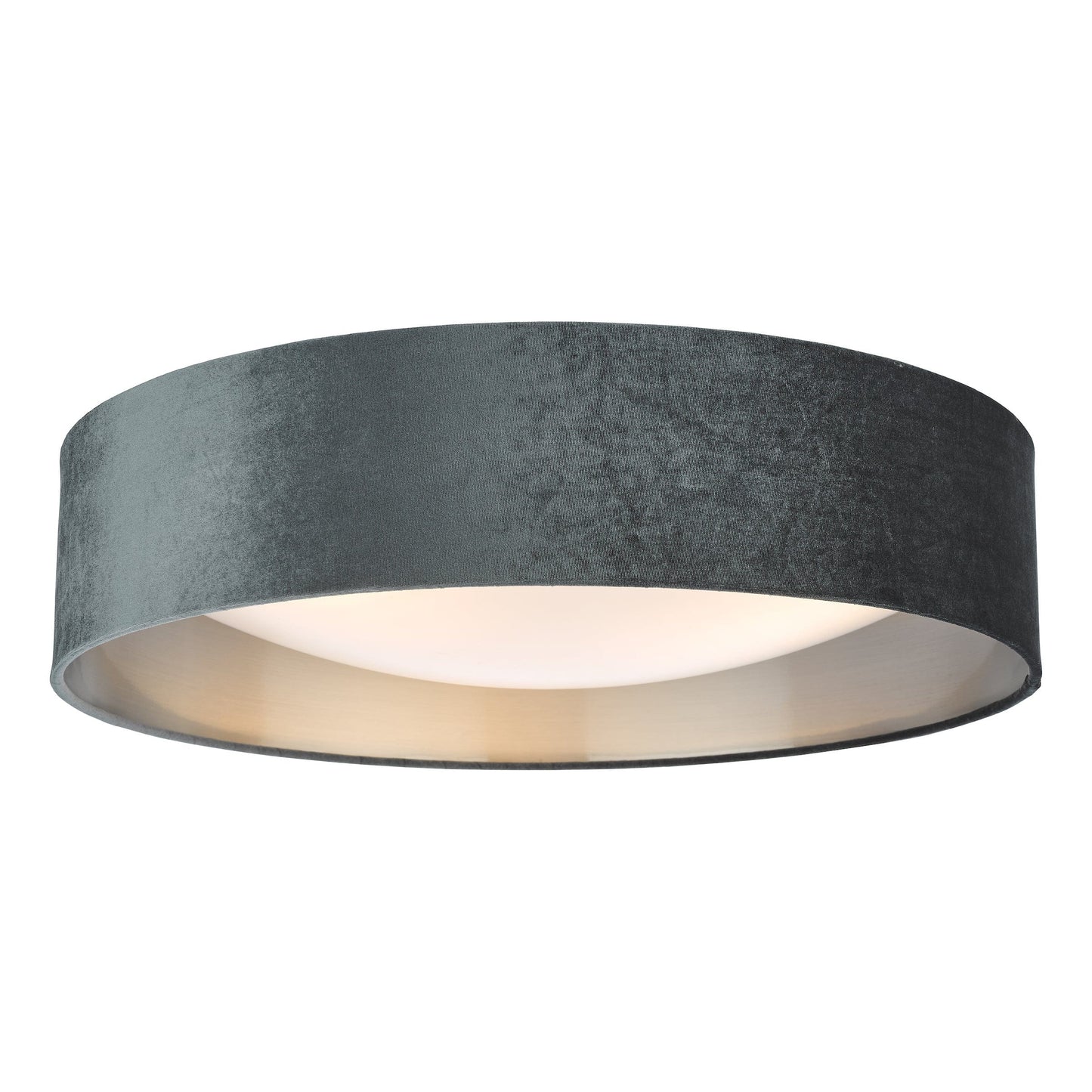 dar lighting Nysa 3 Light Flush Velvet Dark Grey Shade 60cm NYS4861