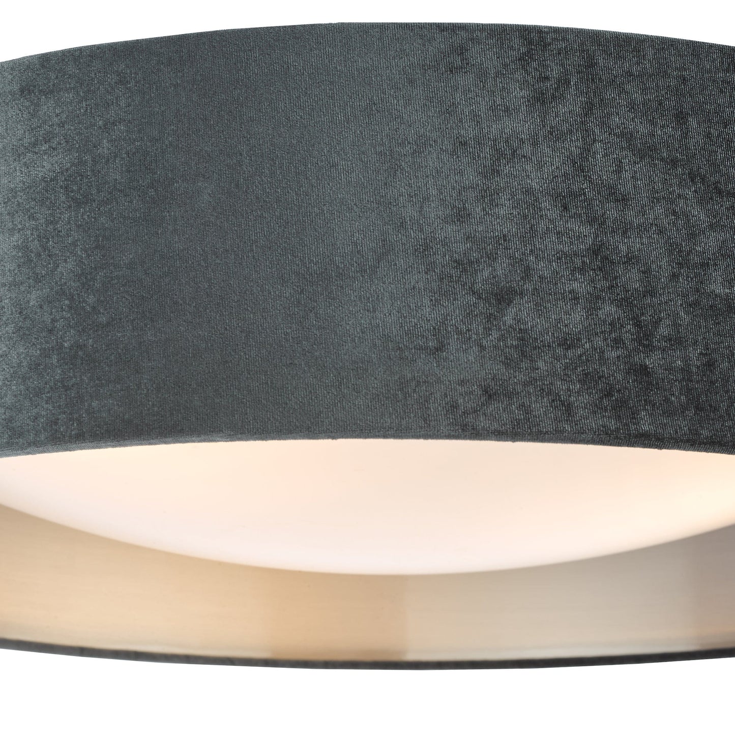 dar lighting Nysa 3 Light Flush Velvet Dark Grey Shade 60cm NYS4861