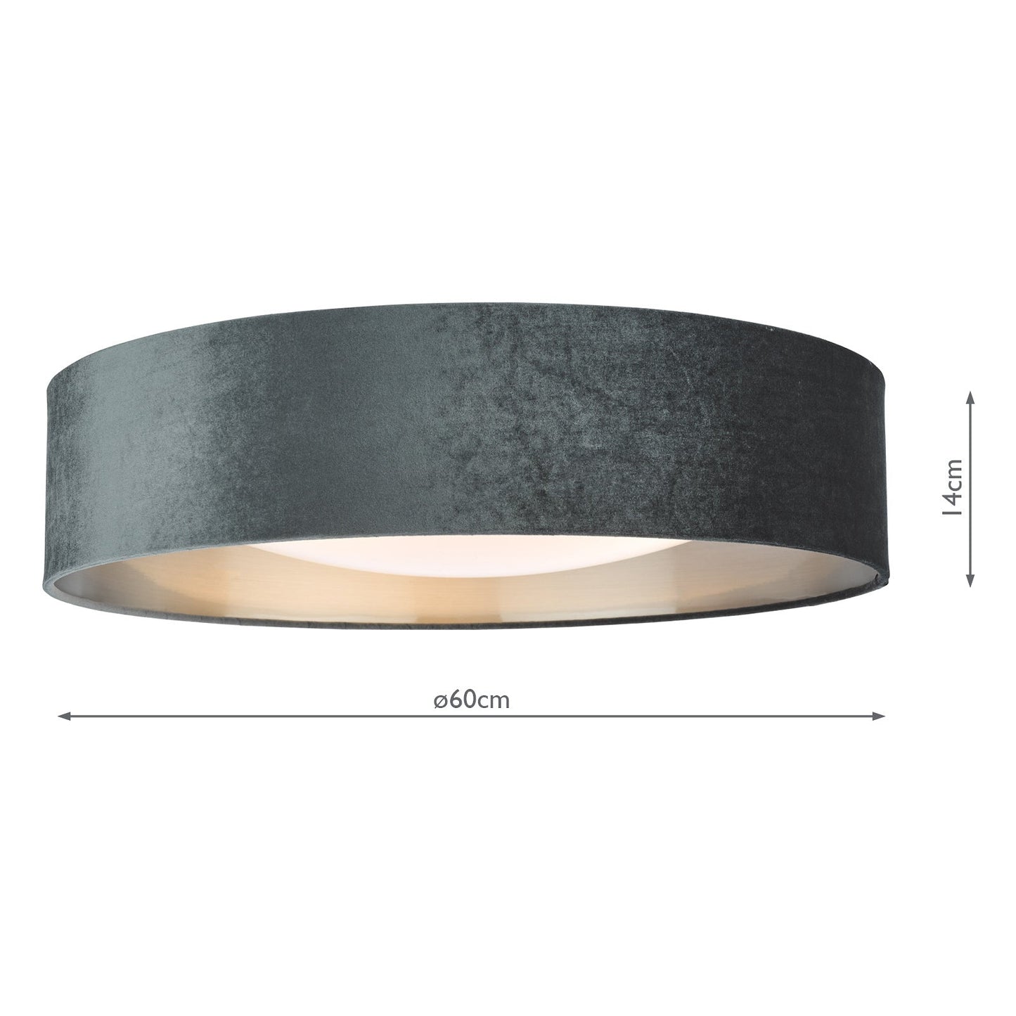 dar lighting Nysa 3 Light Flush Velvet Dark Grey Shade 60cm NYS4861