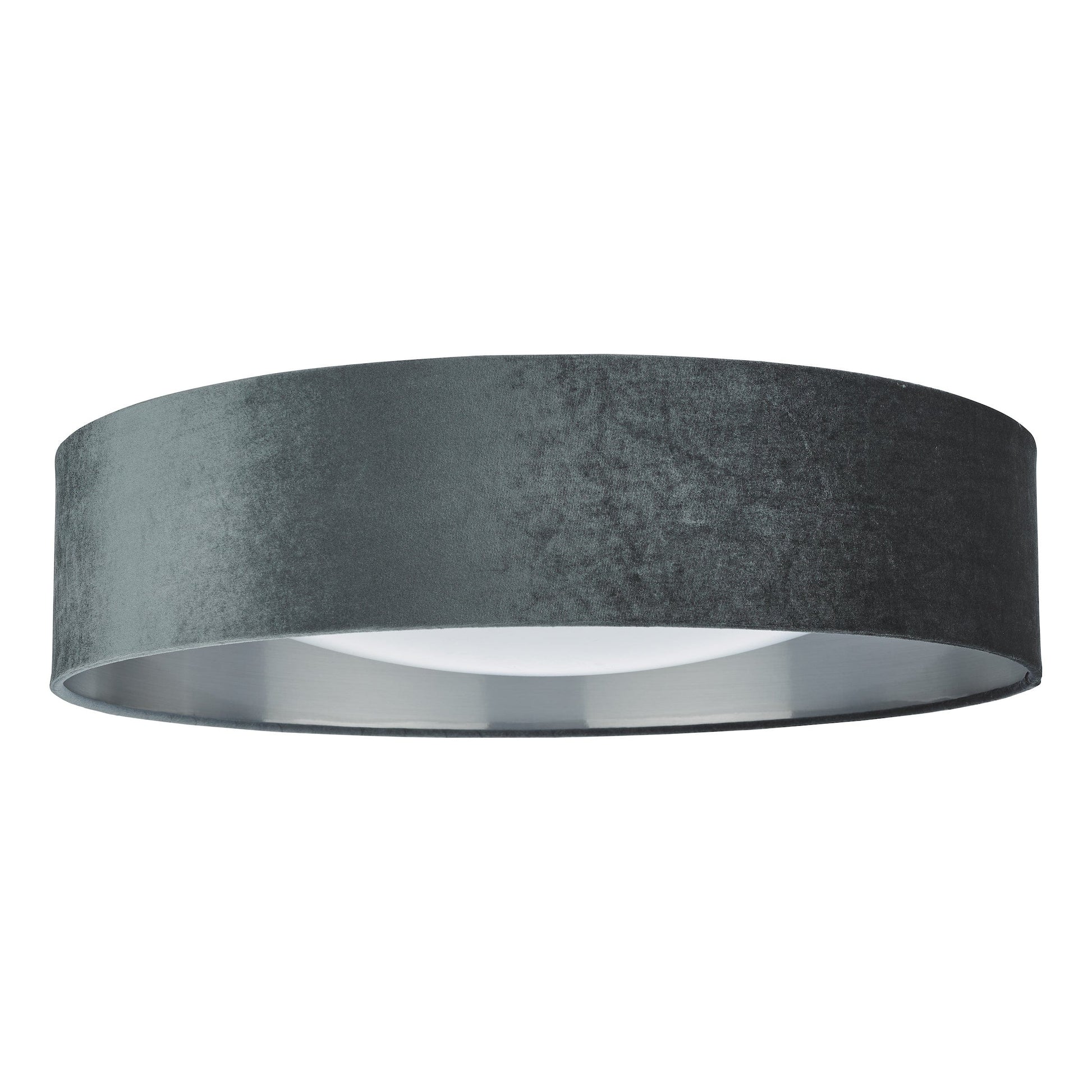 dar lighting Nysa 3 Light Flush Velvet Dark Grey Shade 60cm NYS4861