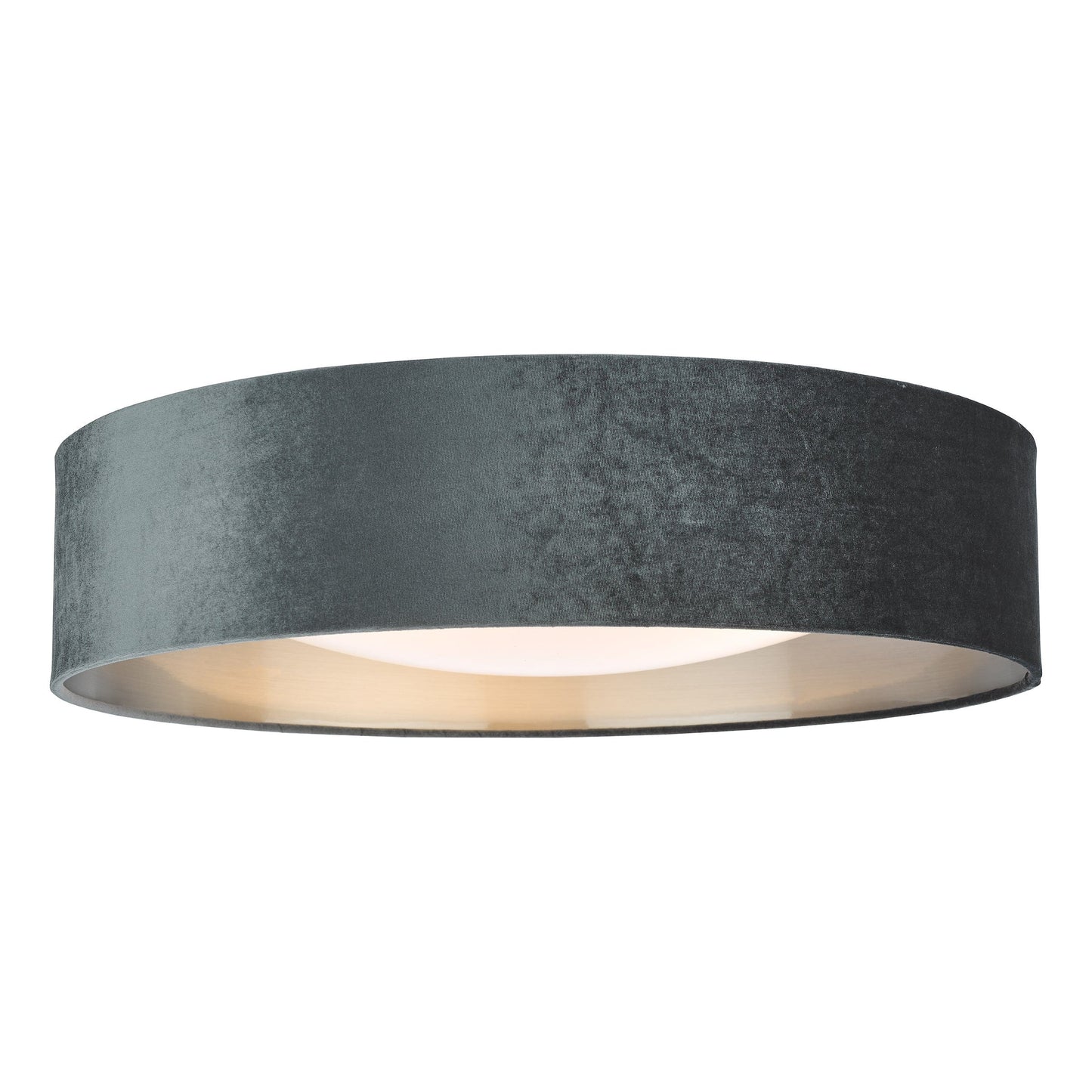 dar lighting Nysa 3 Light Flush Velvet Dark Grey Shade 60cm NYS4861