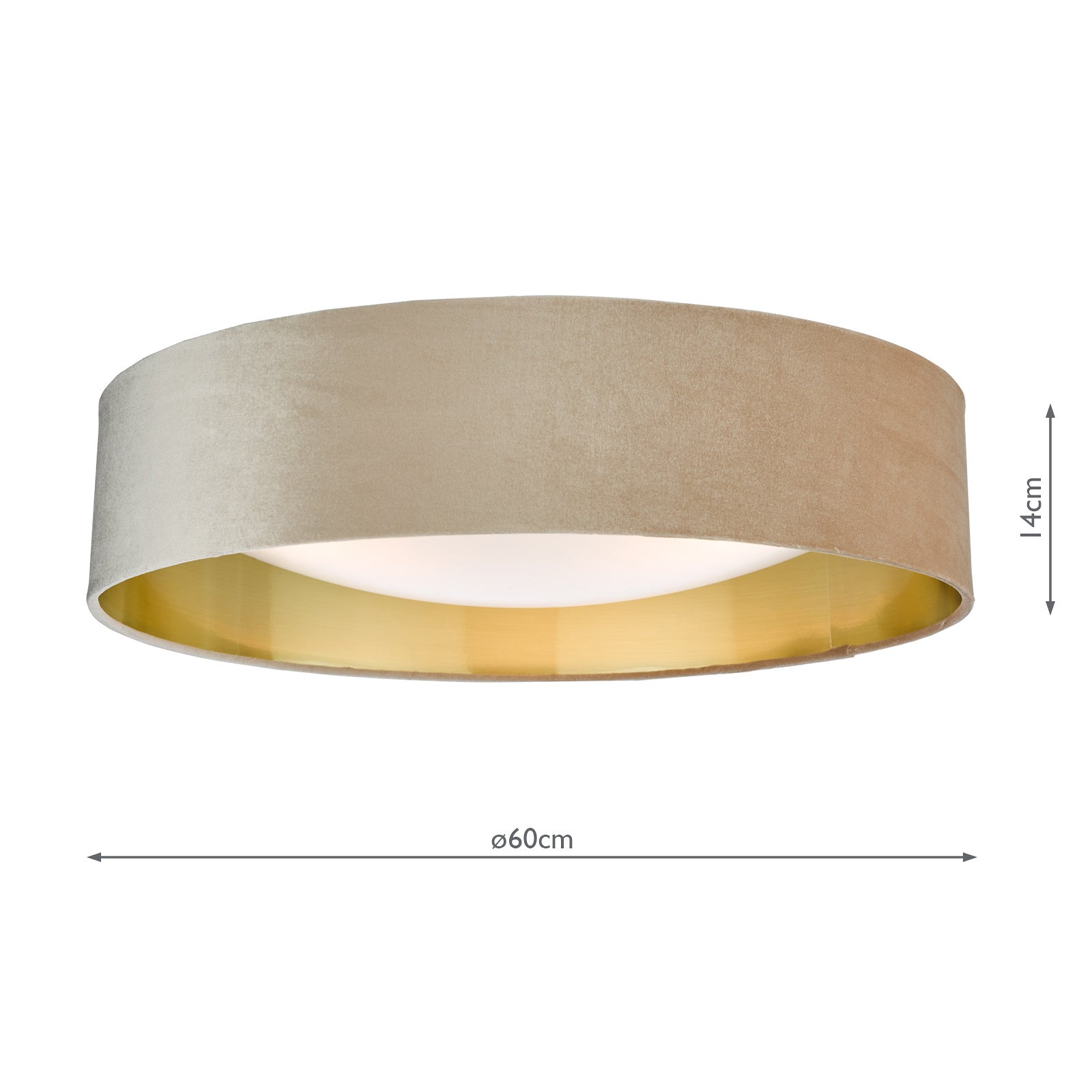 dar lighting Nysa 3 Light Flush Velvet Taupe Shade 60cm NYS4801