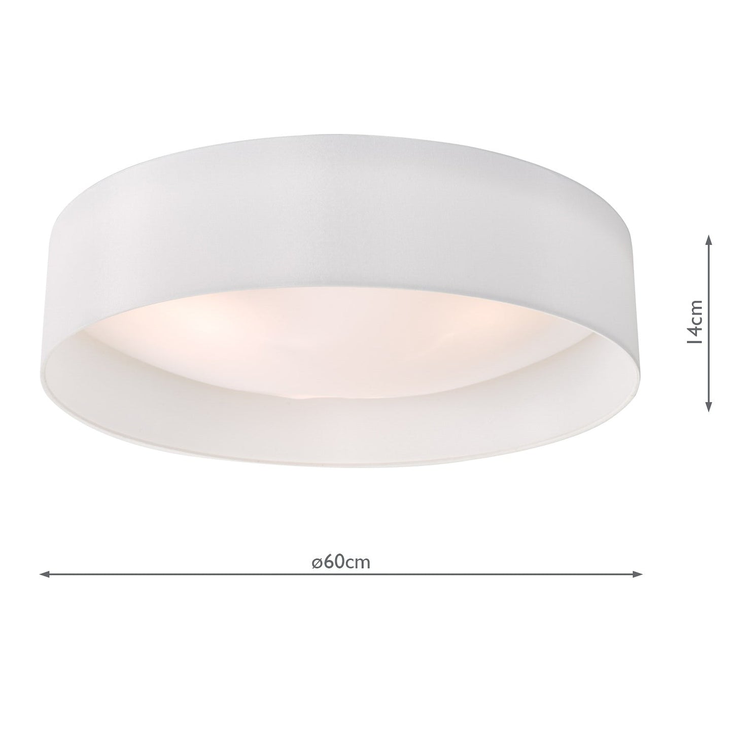 dar lighting Nysa 3 Light Flush White Faux Silk 60cm NYS482