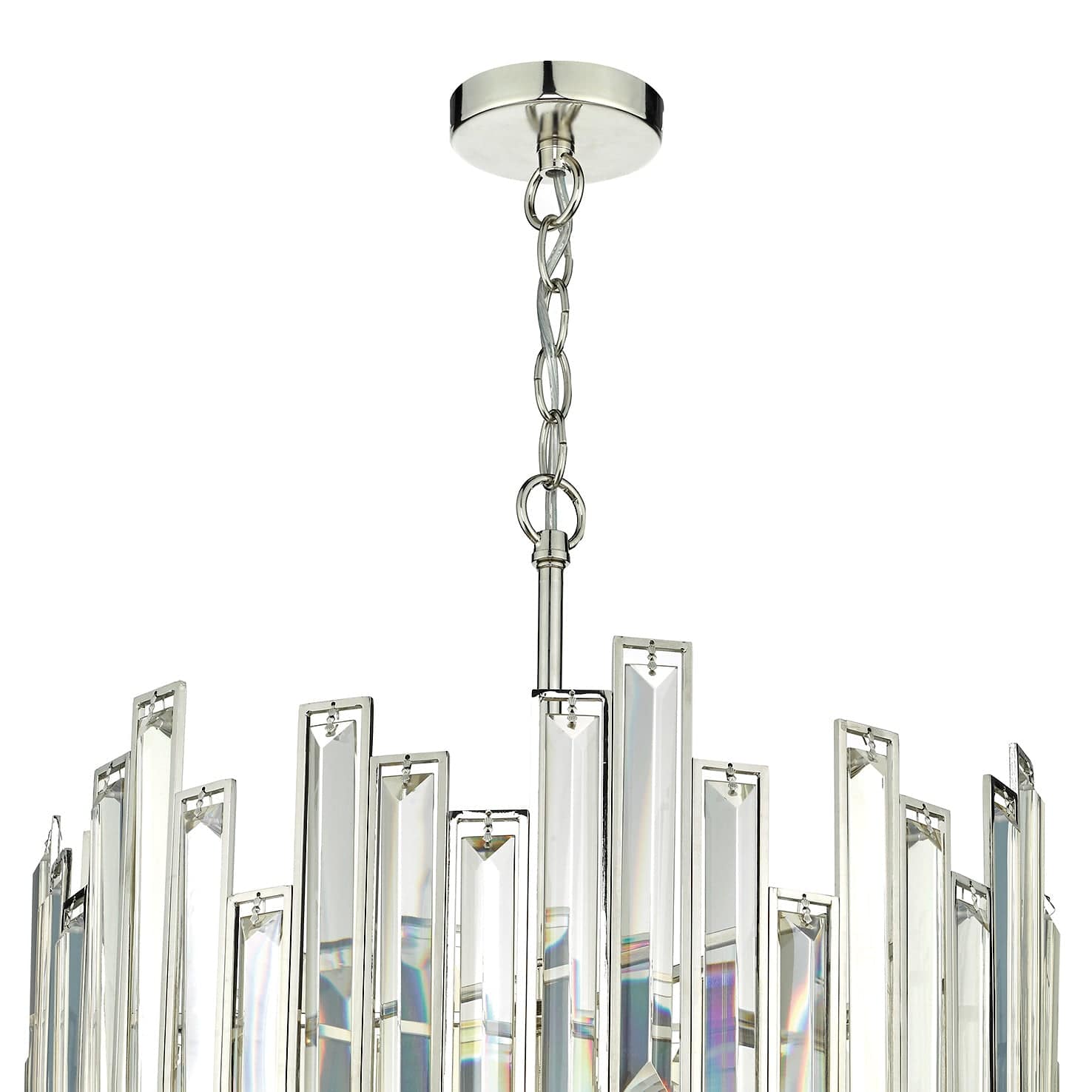 dar lighting Odile 6 Light Pendant Champagne Crystal Polished Nickel Frame ODI0620