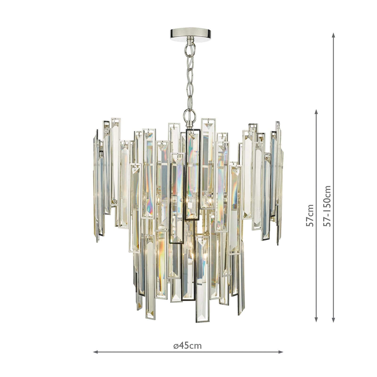 dar lighting Odile 6 Light Pendant Champagne Crystal Polished Nickel Frame ODI0620