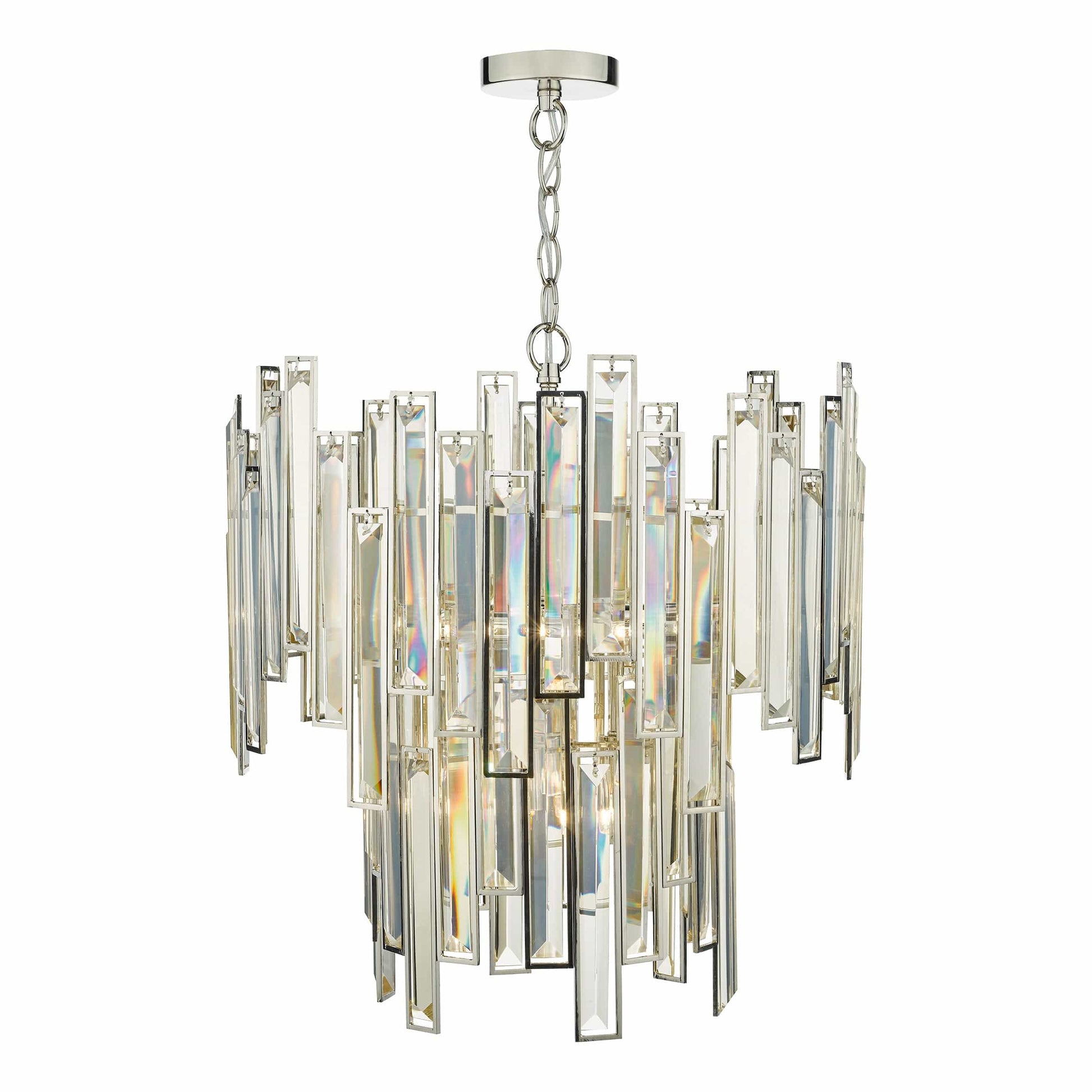 dar lighting Odile 6 Light Pendant Champagne Crystal Polished Nickel Frame ODI0620