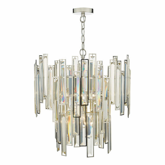 dar lighting Odile 6 Light Pendant Champagne Crystal Polished Nickel Frame ODI0620