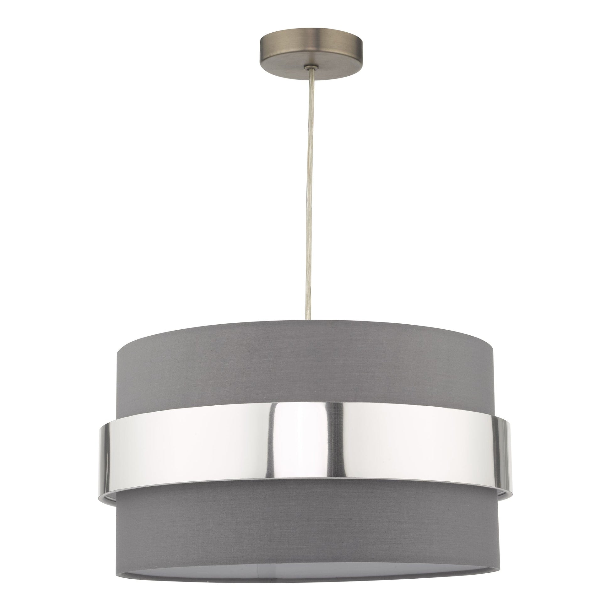 dar lighting Oki Easy Fit Grey Shade with Chrome Band OKI6539