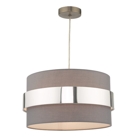 dar lighting Oki Easy Fit Grey Shade with Chrome Band OKI6539