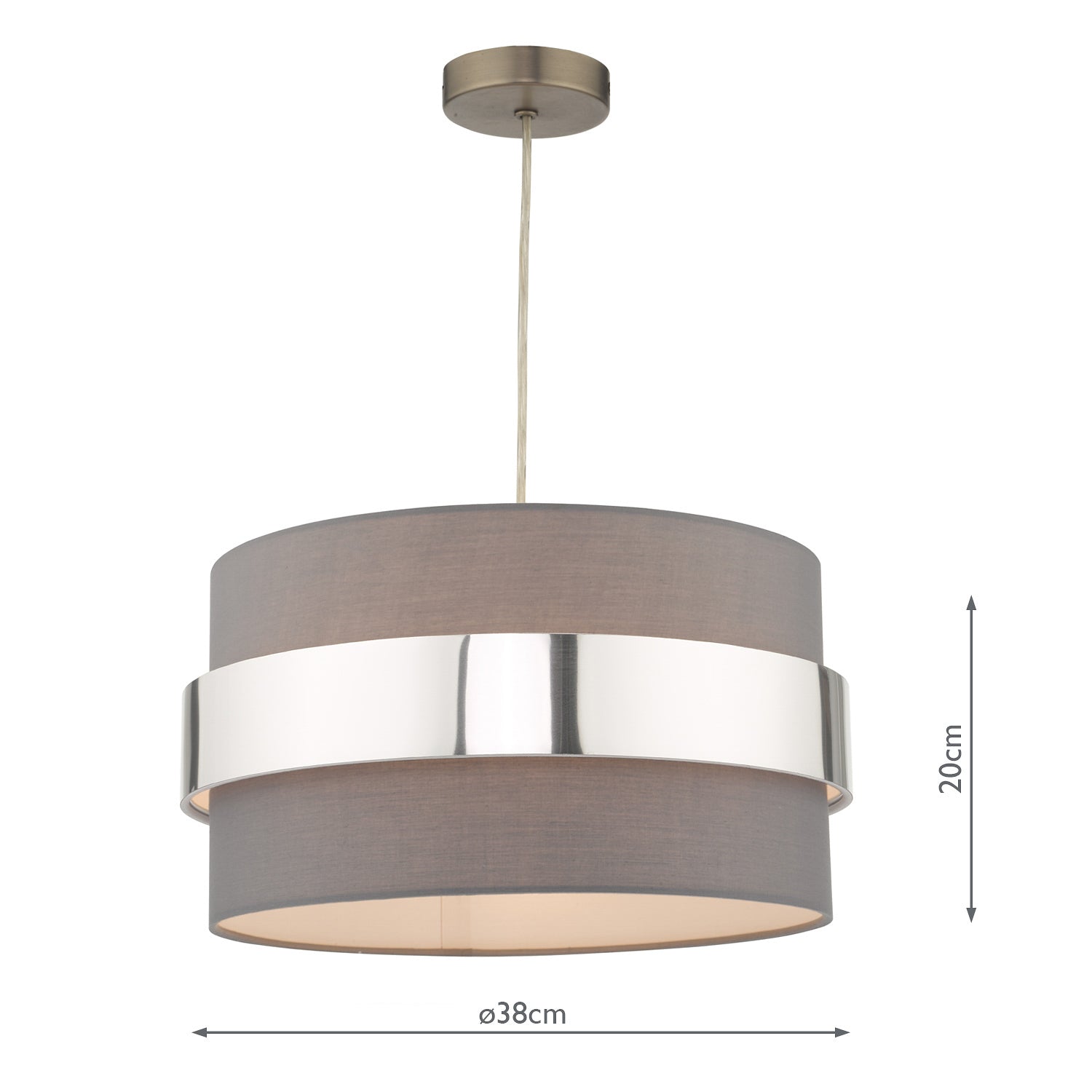 dar lighting Oki Easy Fit Grey Shade with Chrome Band OKI6539