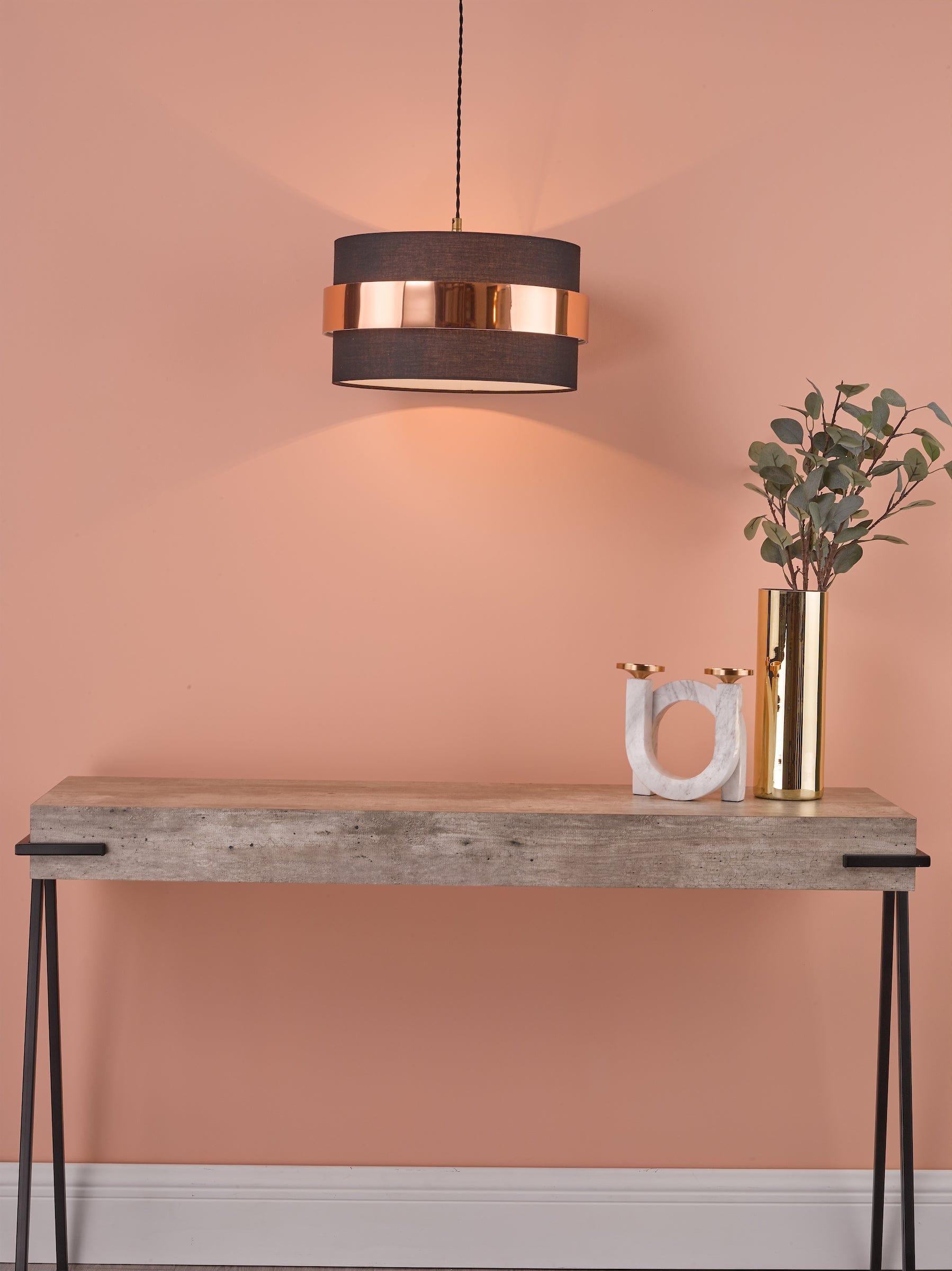 dar lighting Oki Easy Fit Navy Blue Shade with Copper Band OKI6523