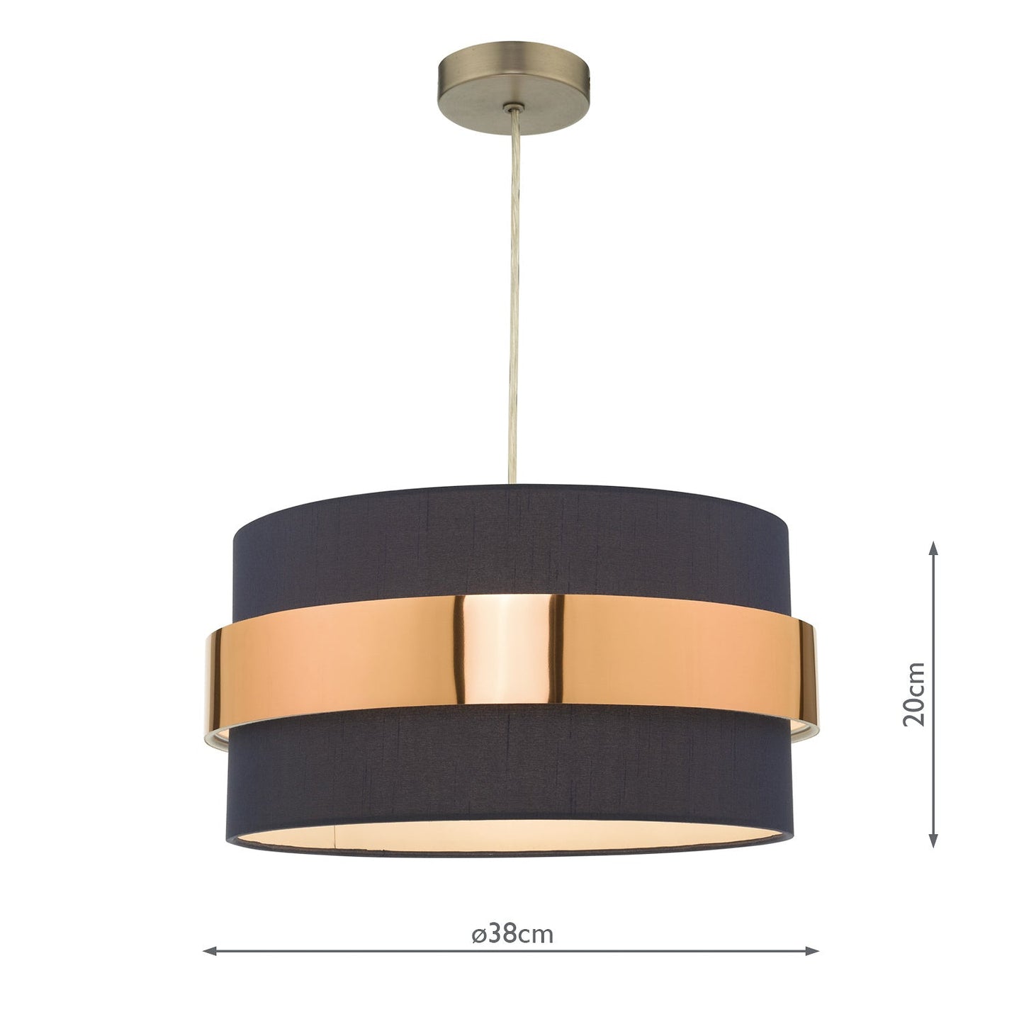 dar lighting Oki Easy Fit Navy Blue Shade with Copper Band OKI6523