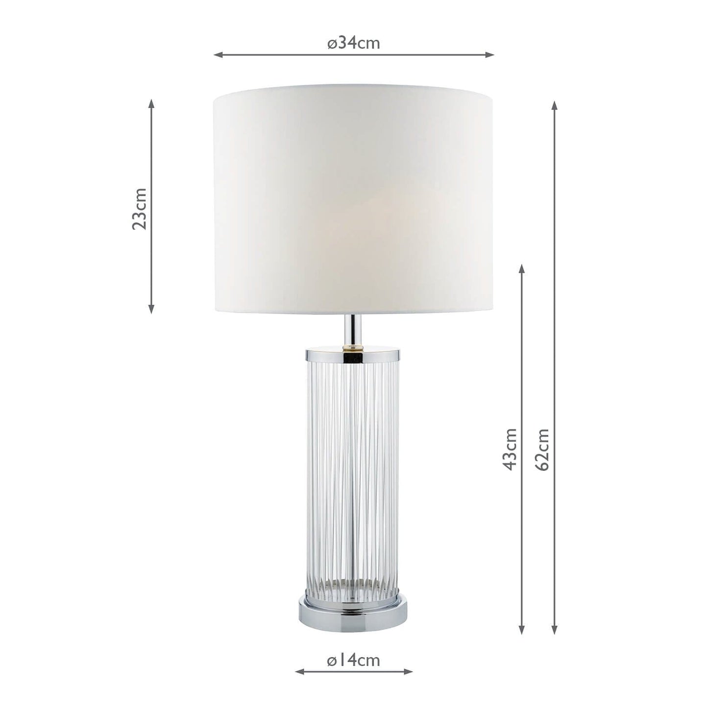 dar lighting Olalla Table Lamp Polished Chrome Clear Glass With Shade OLA4350-X