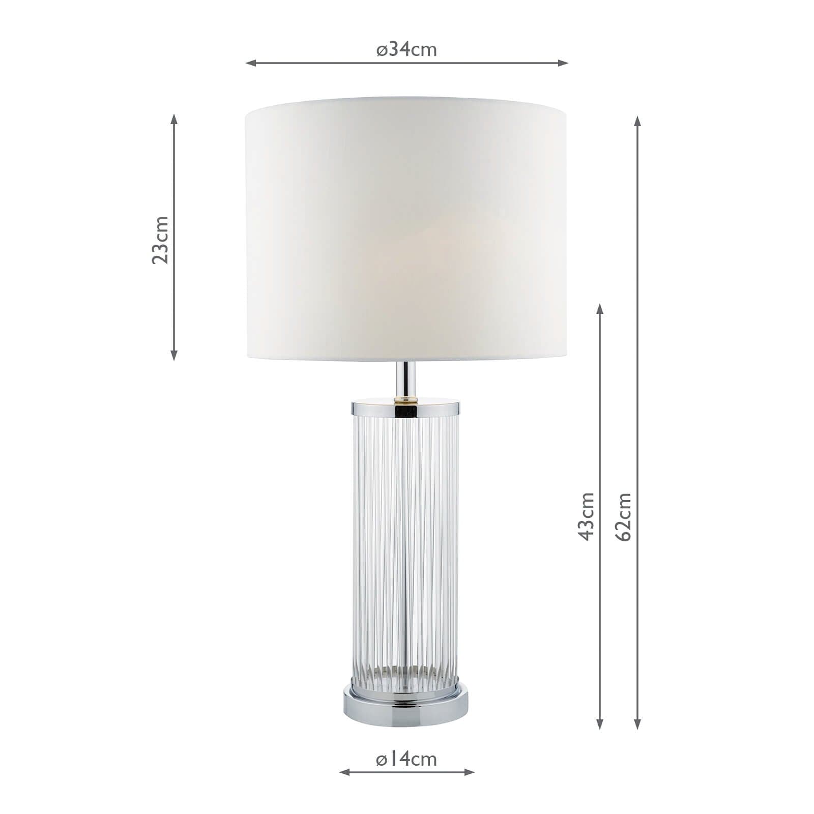 dar lighting Olalla Table Lamp Polished Chrome Clear Glass With Shade OLA4350-X