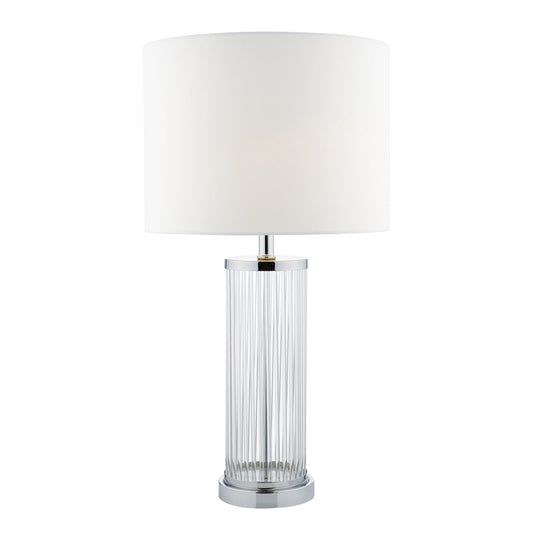 dar lighting Olalla Table Lamp Polished Chrome Clear Glass With Shade OLA4350-X