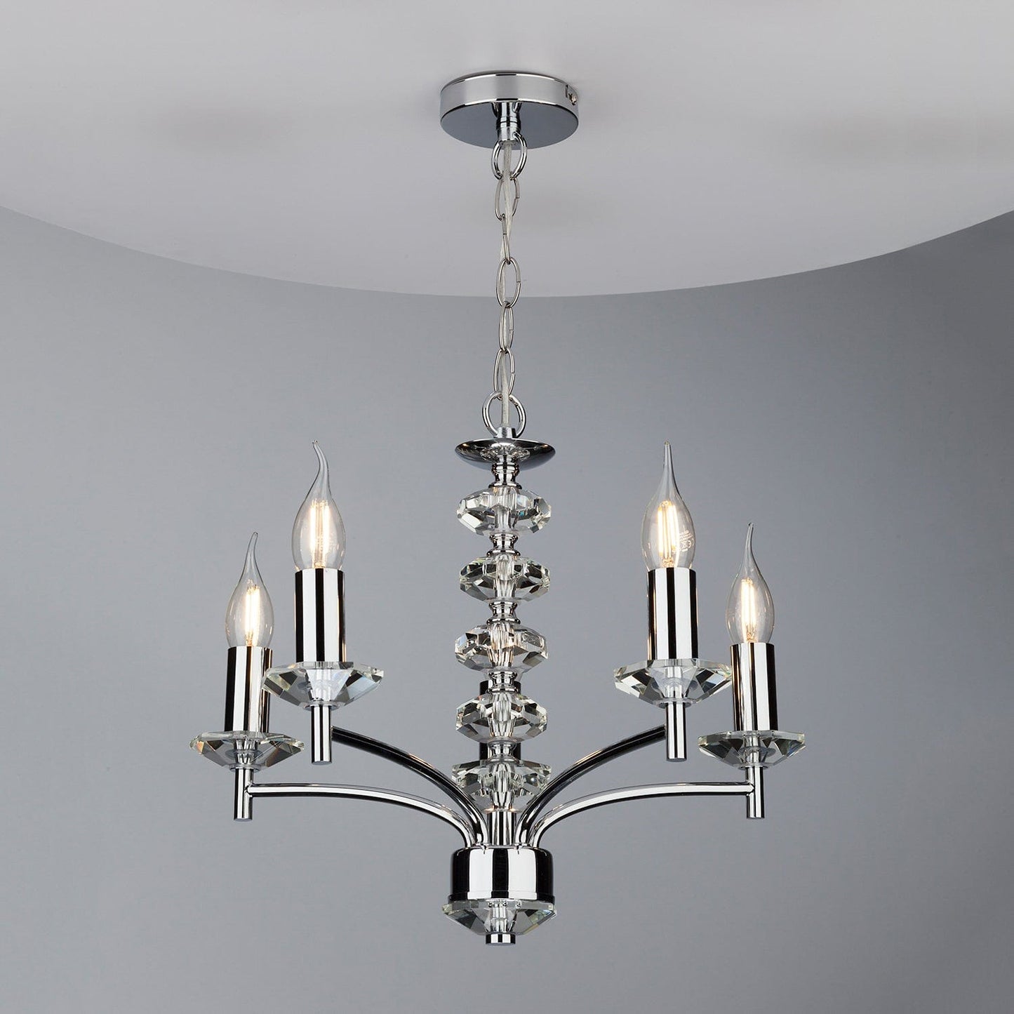 dar lighting Oleana 5 Light Pendant Polished Chrome Crystal OLE0550