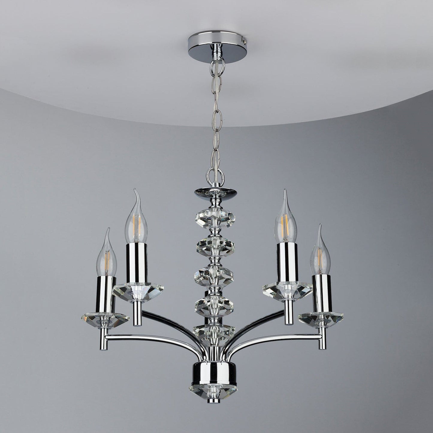 dar lighting Oleana 5 Light Pendant Polished Chrome Crystal OLE0550