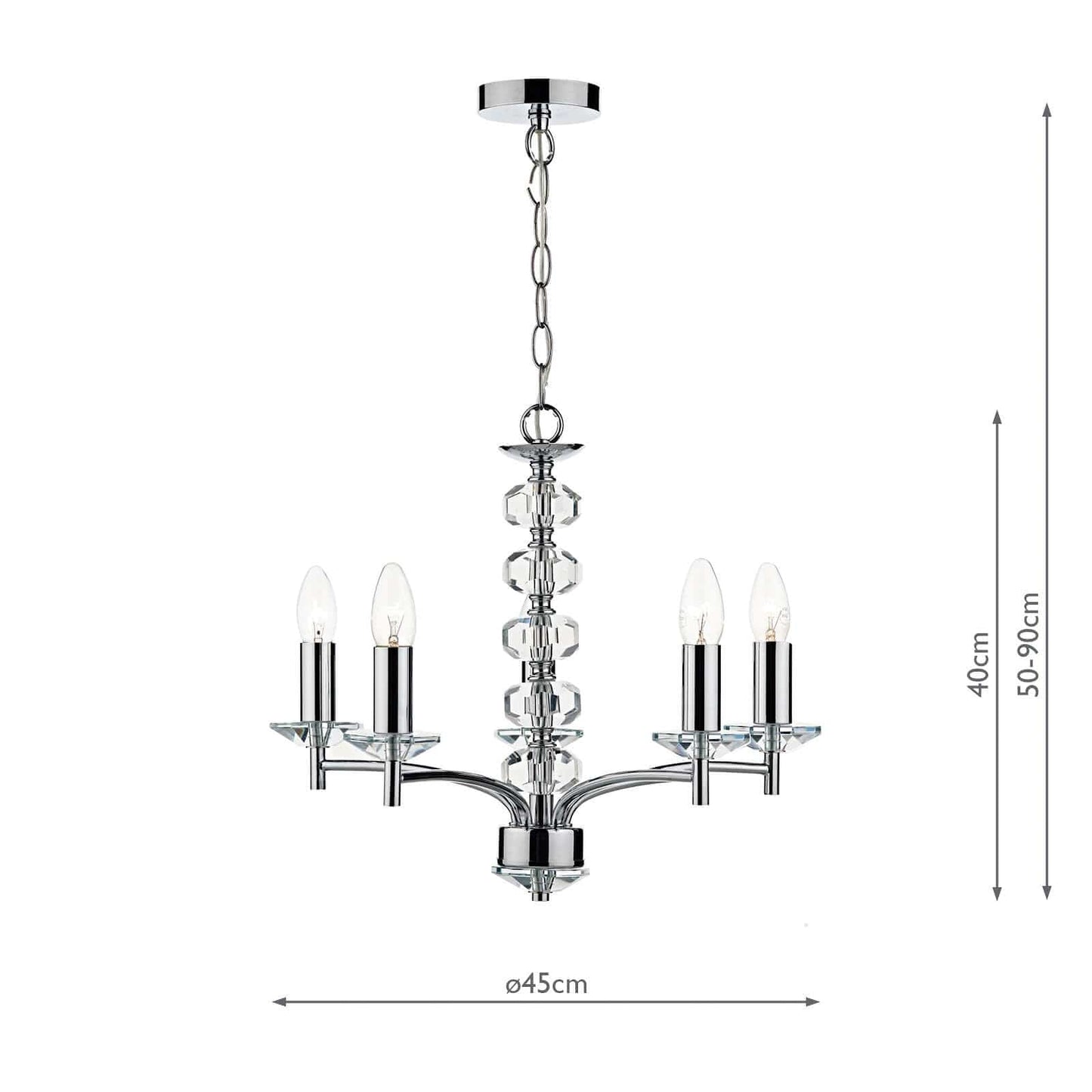 dar lighting Oleana 5 Light Pendant Polished Chrome Crystal OLE0550