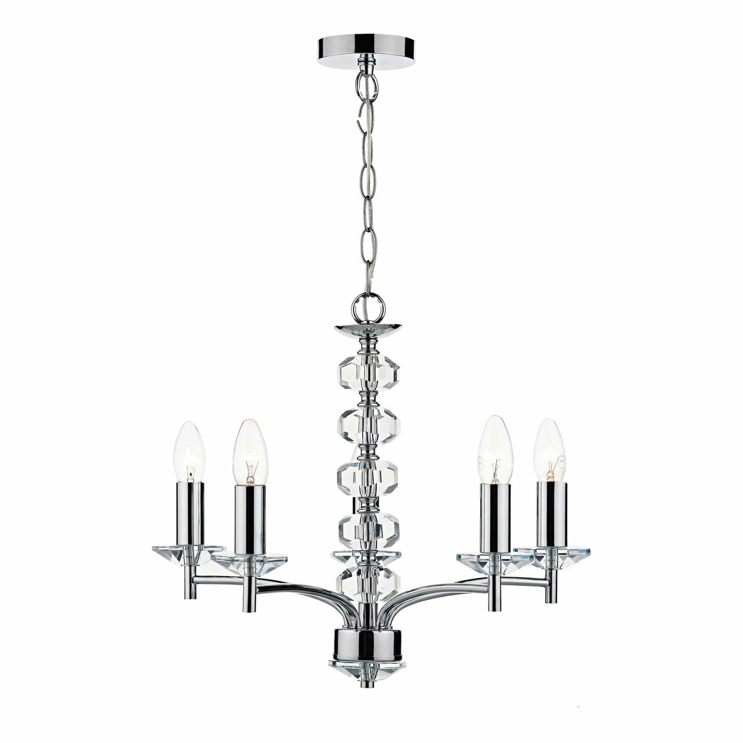 dar lighting Oleana 5 Light Pendant Polished Chrome Crystal OLE0550