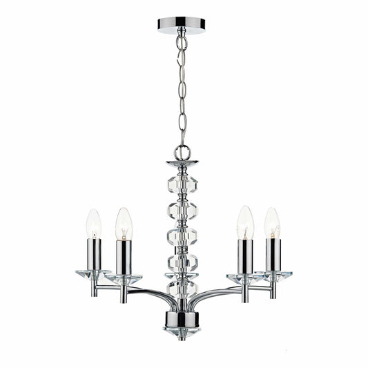 dar lighting Oleana 5 Light Pendant Polished Chrome Crystal OLE0550