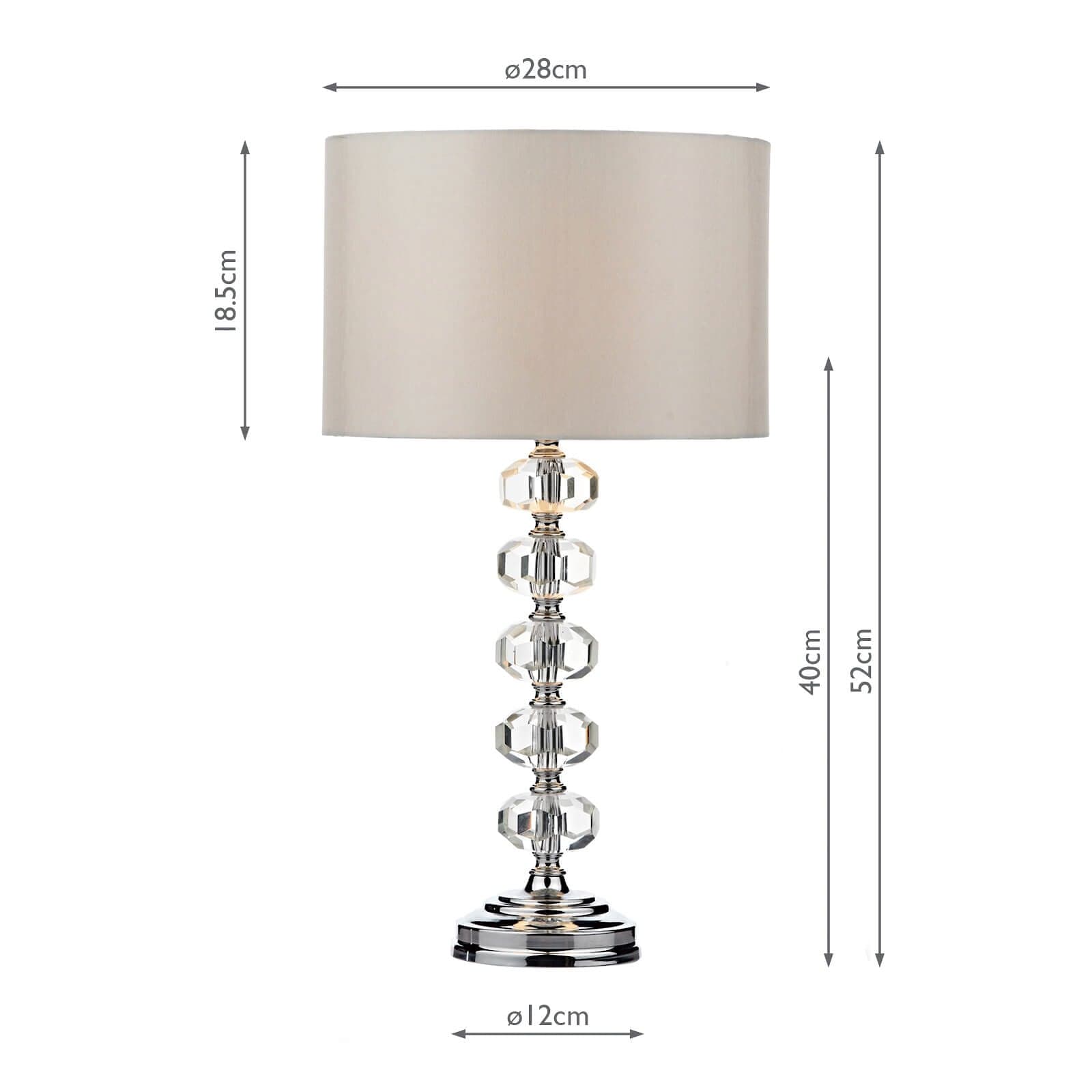 dar lighting Oleana Table Lamp Polished Chrome Crystal With Shade OLE4250