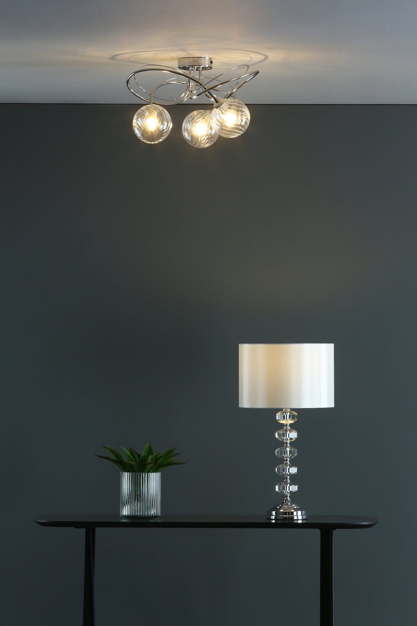 dar lighting Oleana Table Lamp Polished Chrome Crystal With Shade OLE4250