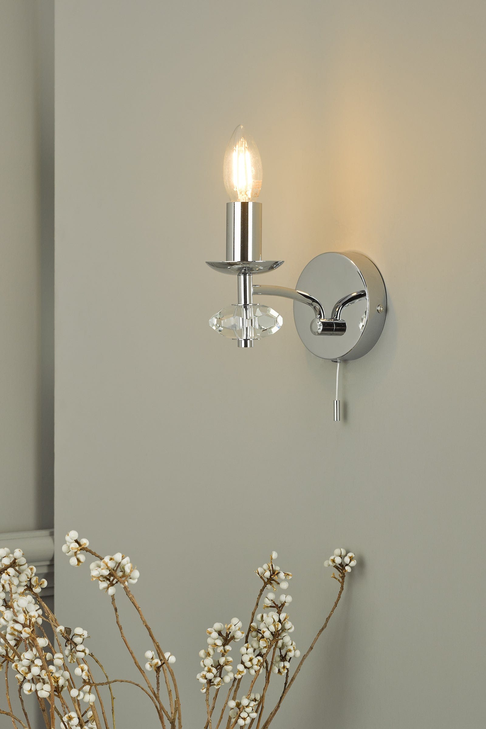 dar lighting Oleana Wall Light Polished Chrome Crystal OLE0750