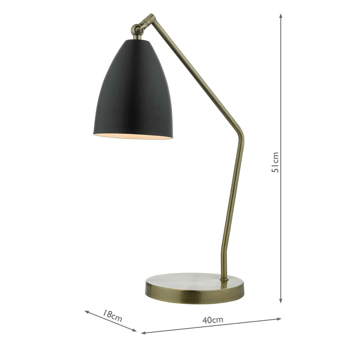 dar lighting Olly Task Table Lamp Antique Brass Black OLL4154