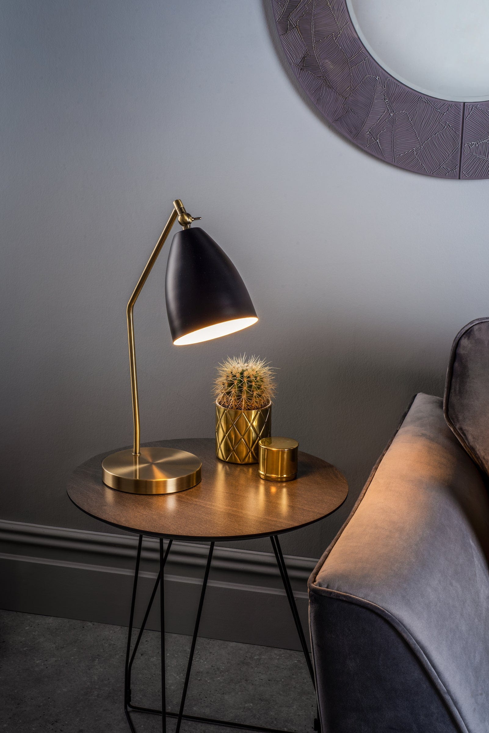 dar lighting Olly Task Table Lamp Antique Brass Black OLL4154